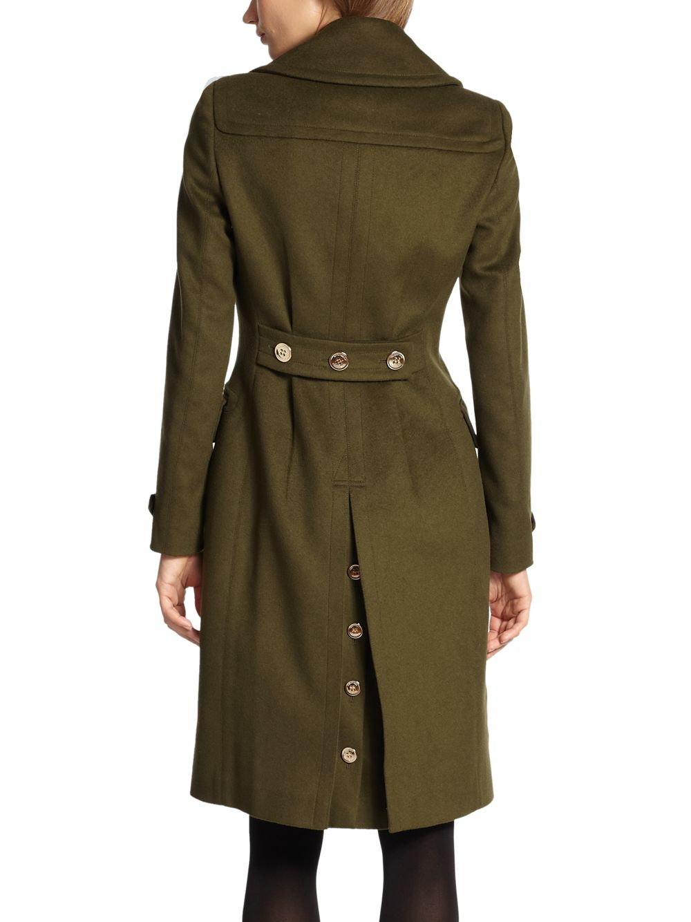 Burberry Doublebreasted Wool Cashmere Military Coat in Olive (Green) - Lyst