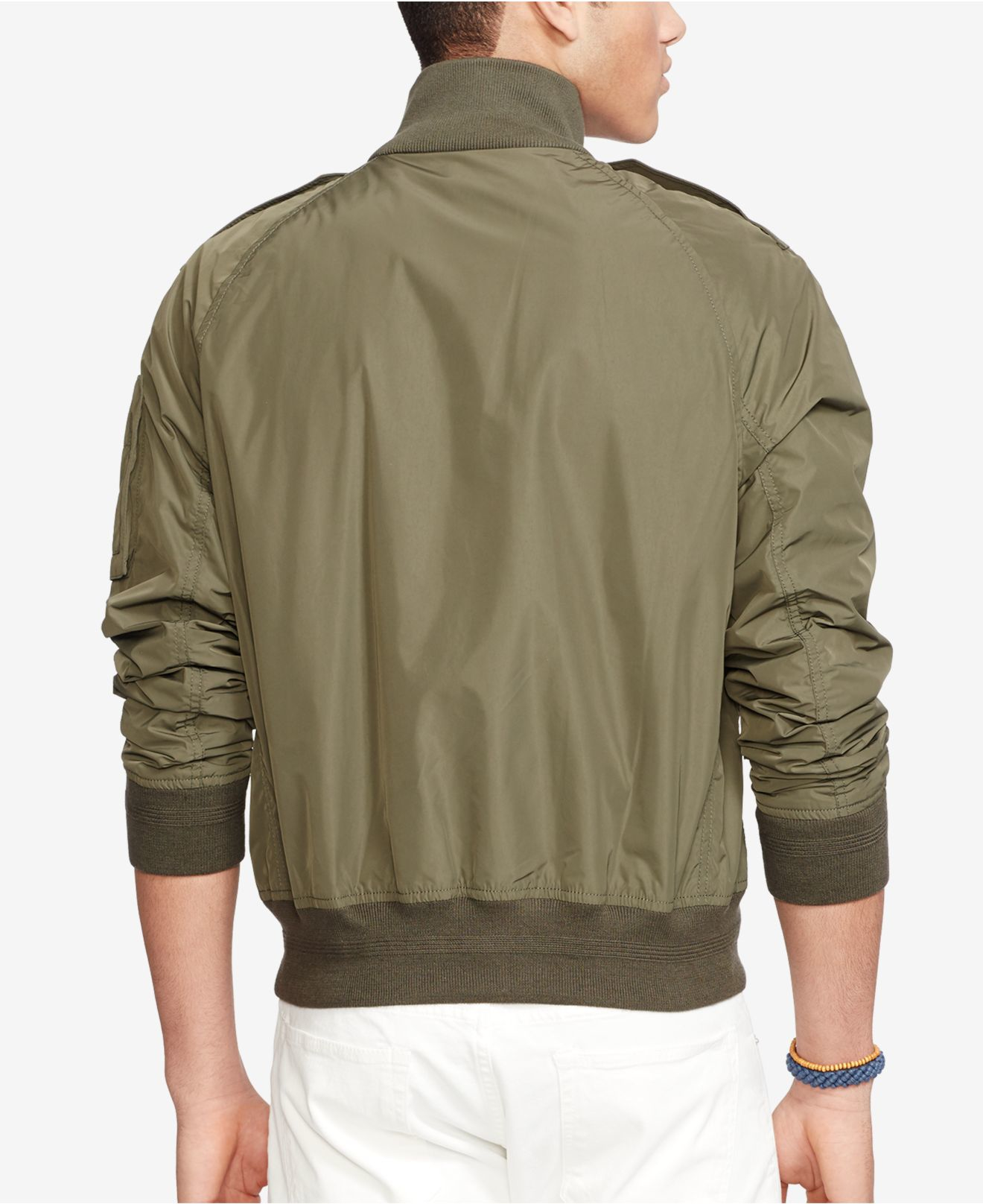Download Polo Ralph Lauren Men's Mock Neck Bomber Jacket in Green ...