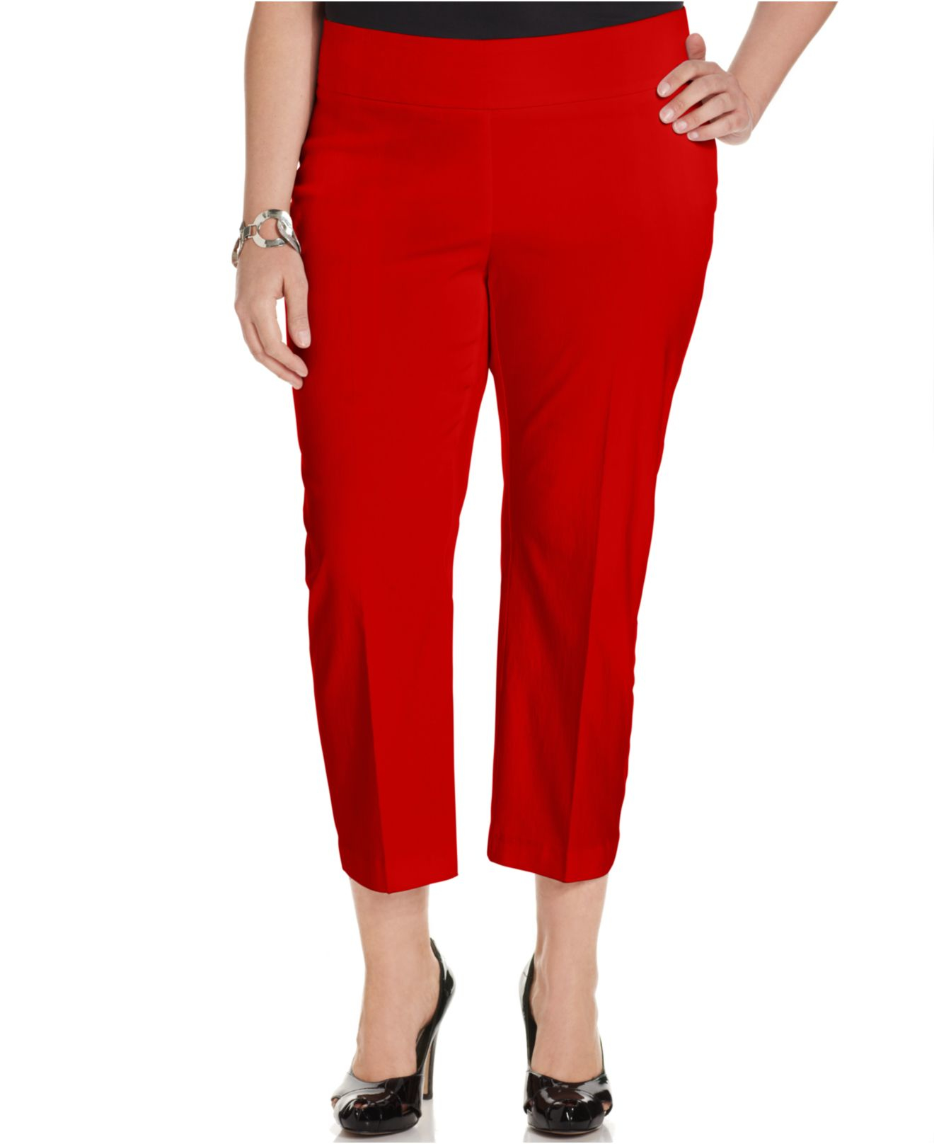 red capri pants plus size