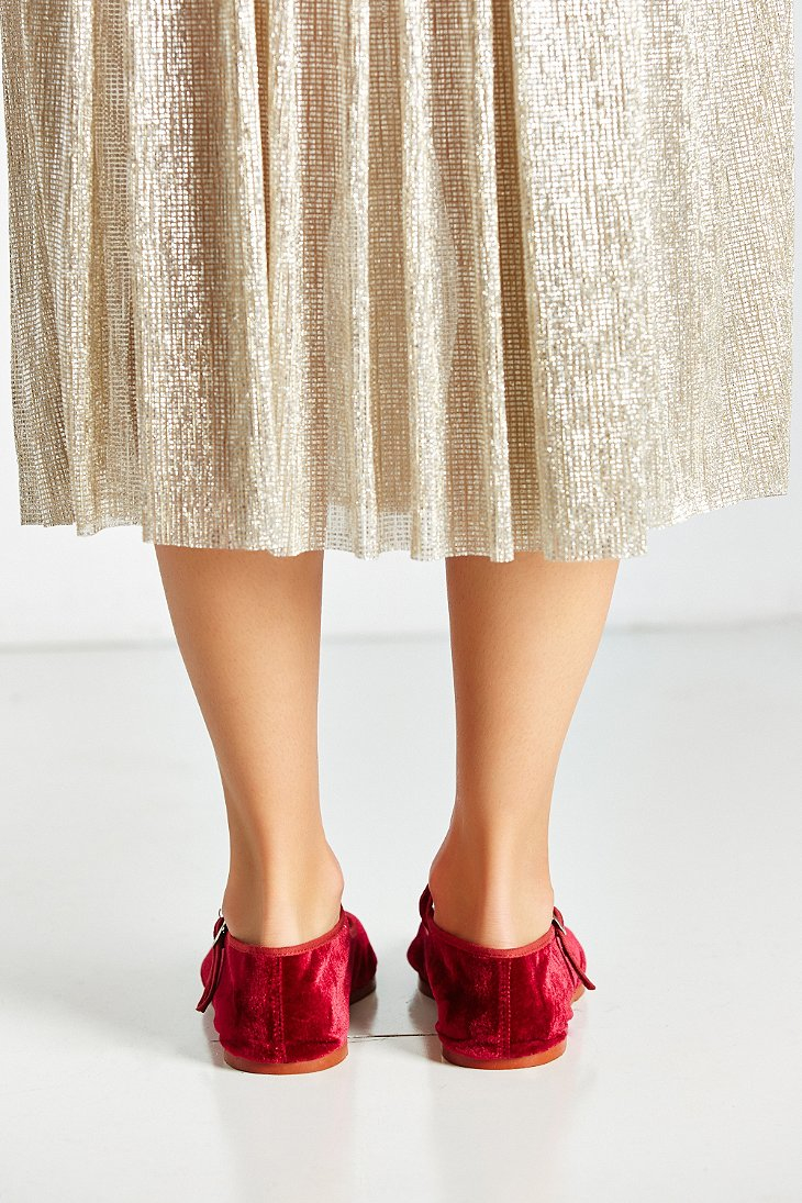 Ophelia Mary Jane Red Velvet Shoes