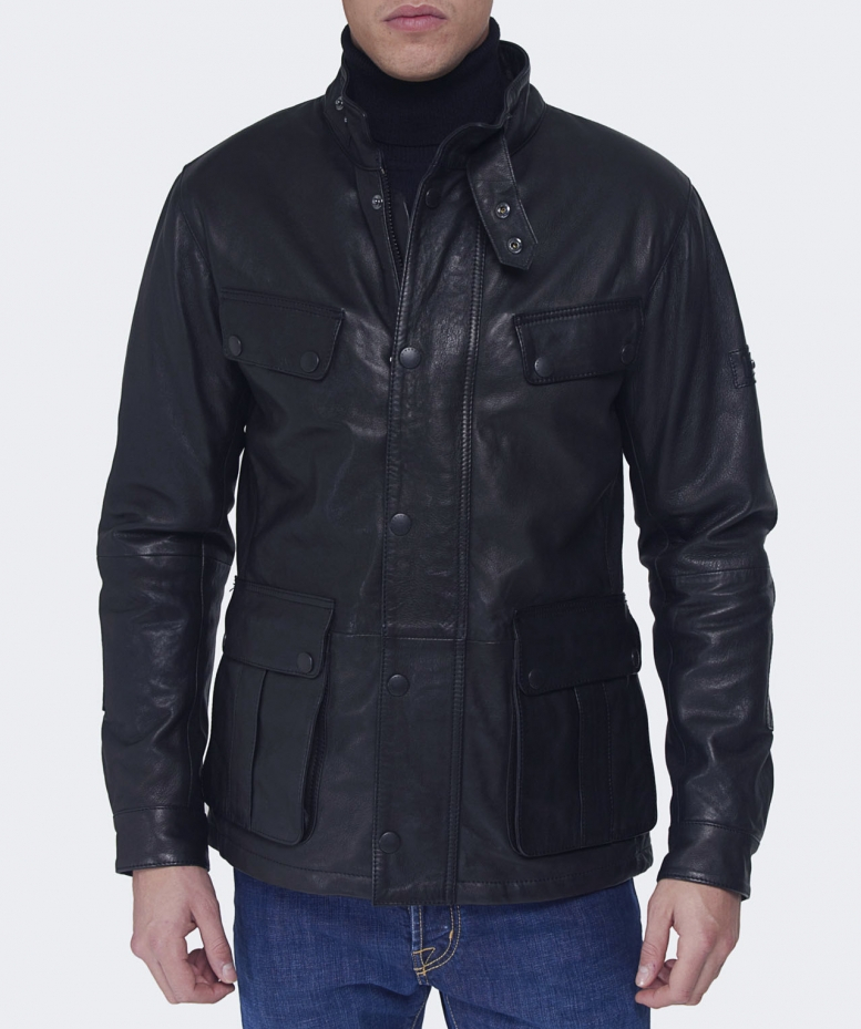 Barbour Saddler Leather Jacket in Black for Men | Lyst
