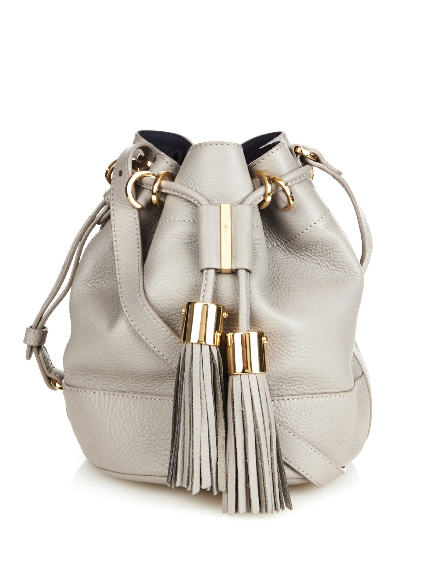 See By Chloé Vicki Leather Bucket Bag in Gray | Lyst
