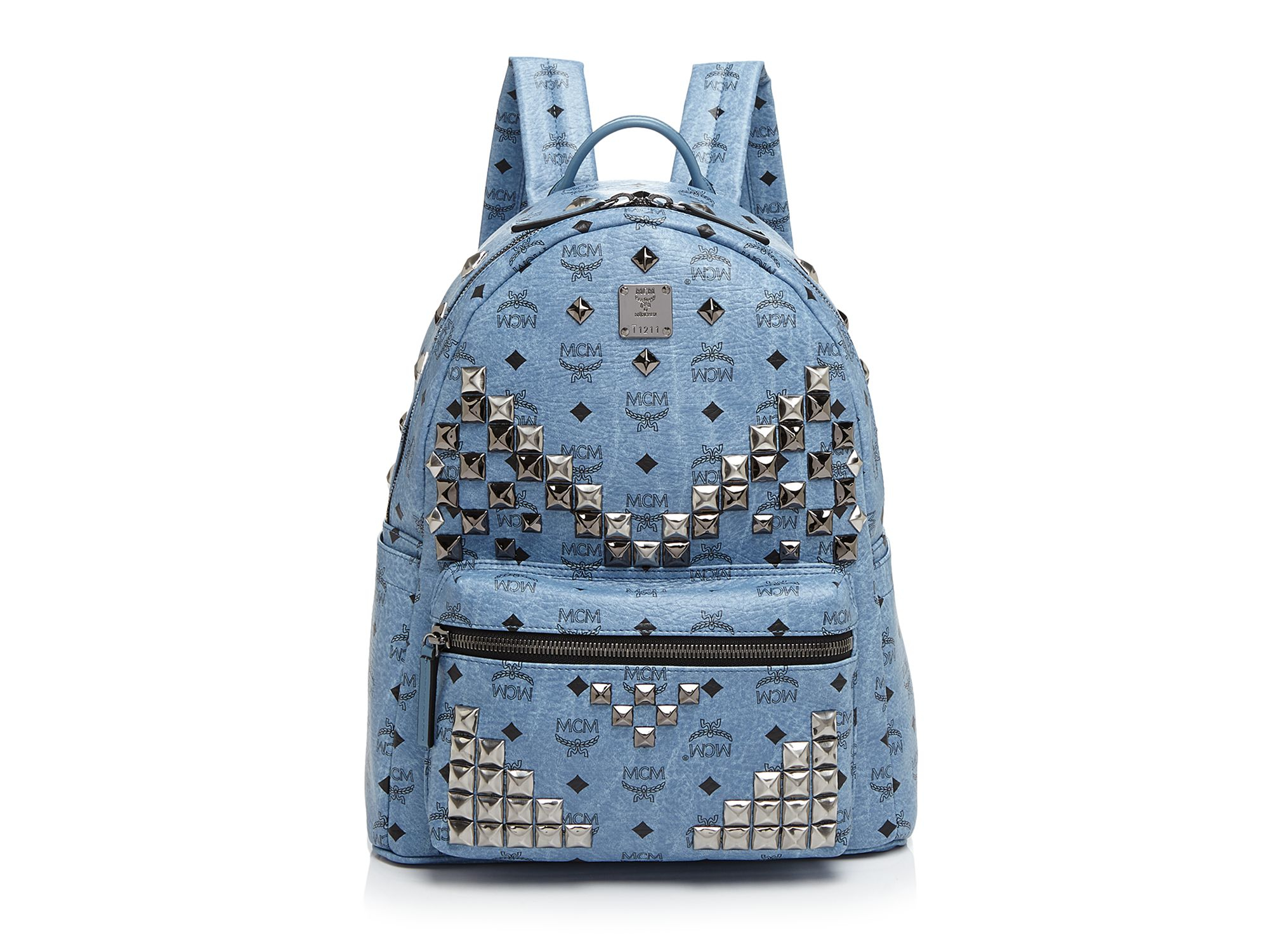 gray mcm backpack