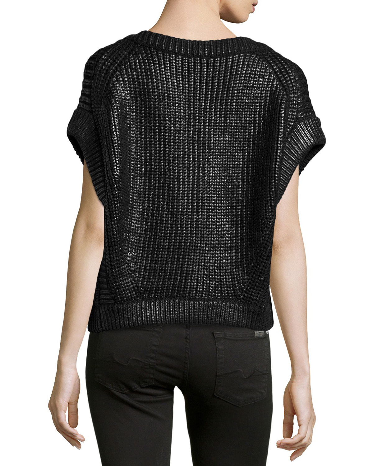 Michael kors ShortSleeve ShakerKnit Popover Sweater in Black Lyst