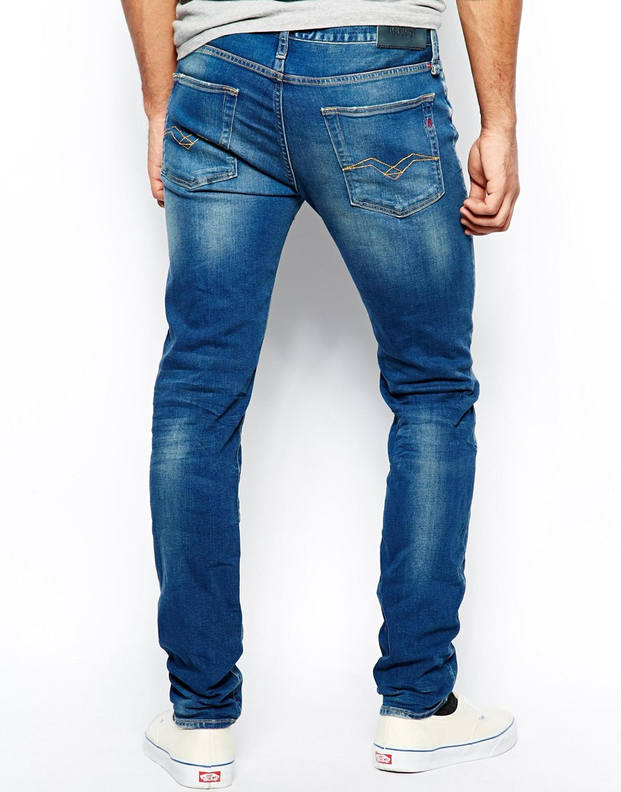 Replay Jeans Hamwell Skinny Fit Stretch Mid Wash in Blue for Men - Lyst