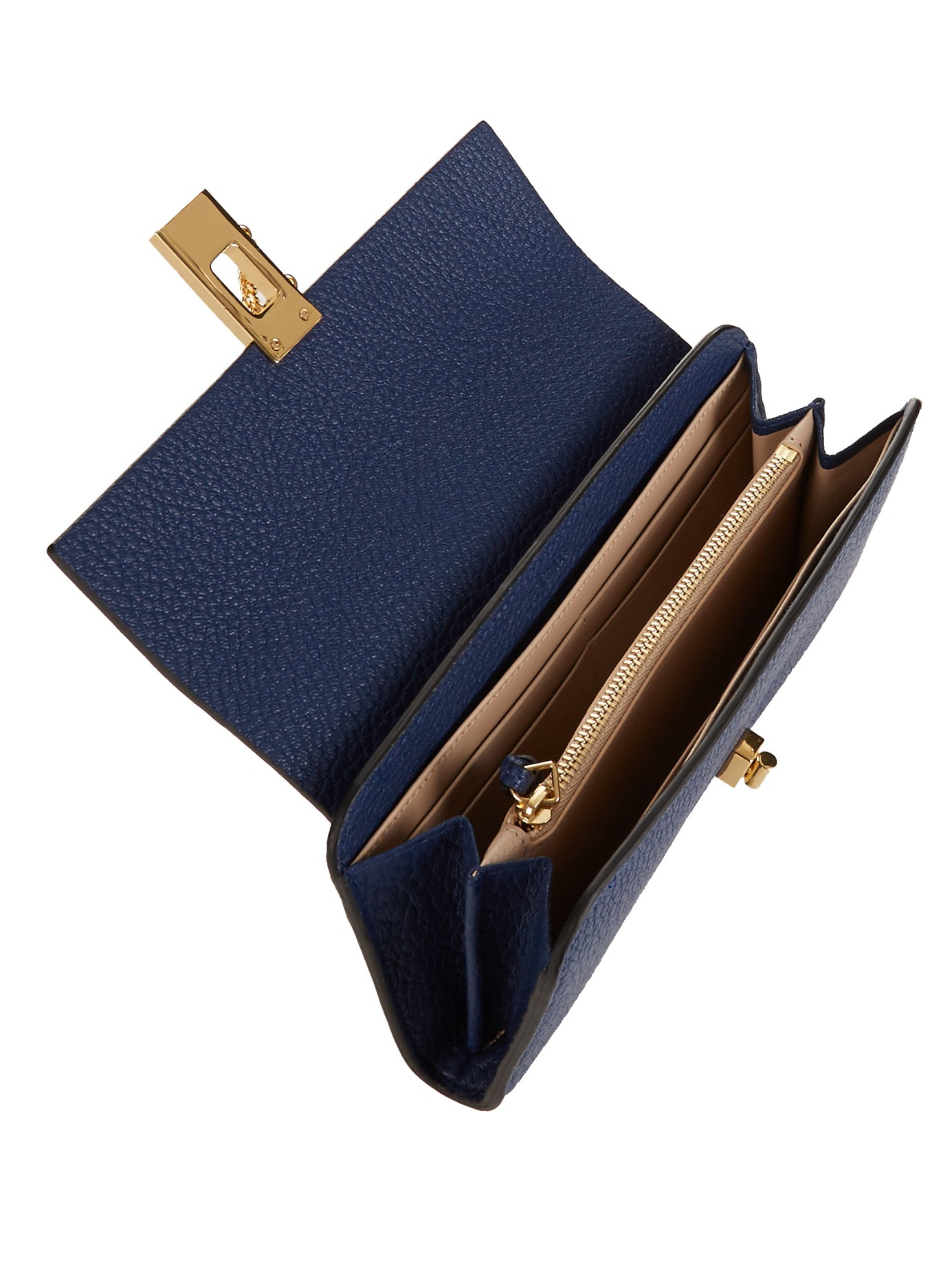 Chlo Drew Grained-Leather Continental Wallet in Blue (NAVY) | Lyst