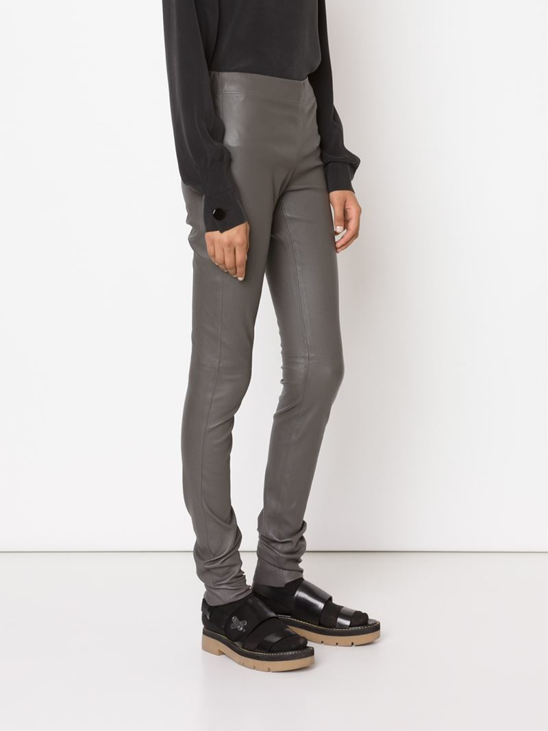 gray leather leggings