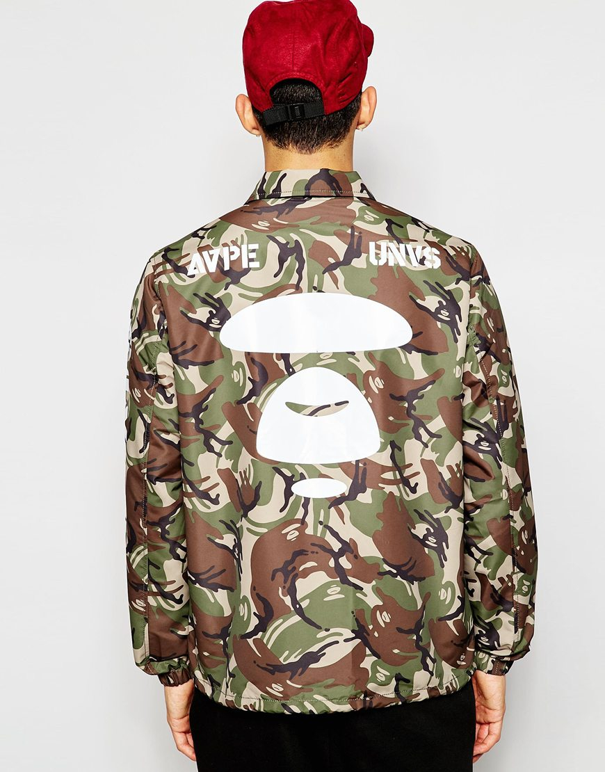 pe By A Bathing Ape Camouflage Jacket With Back Print In Green For Men Lyst