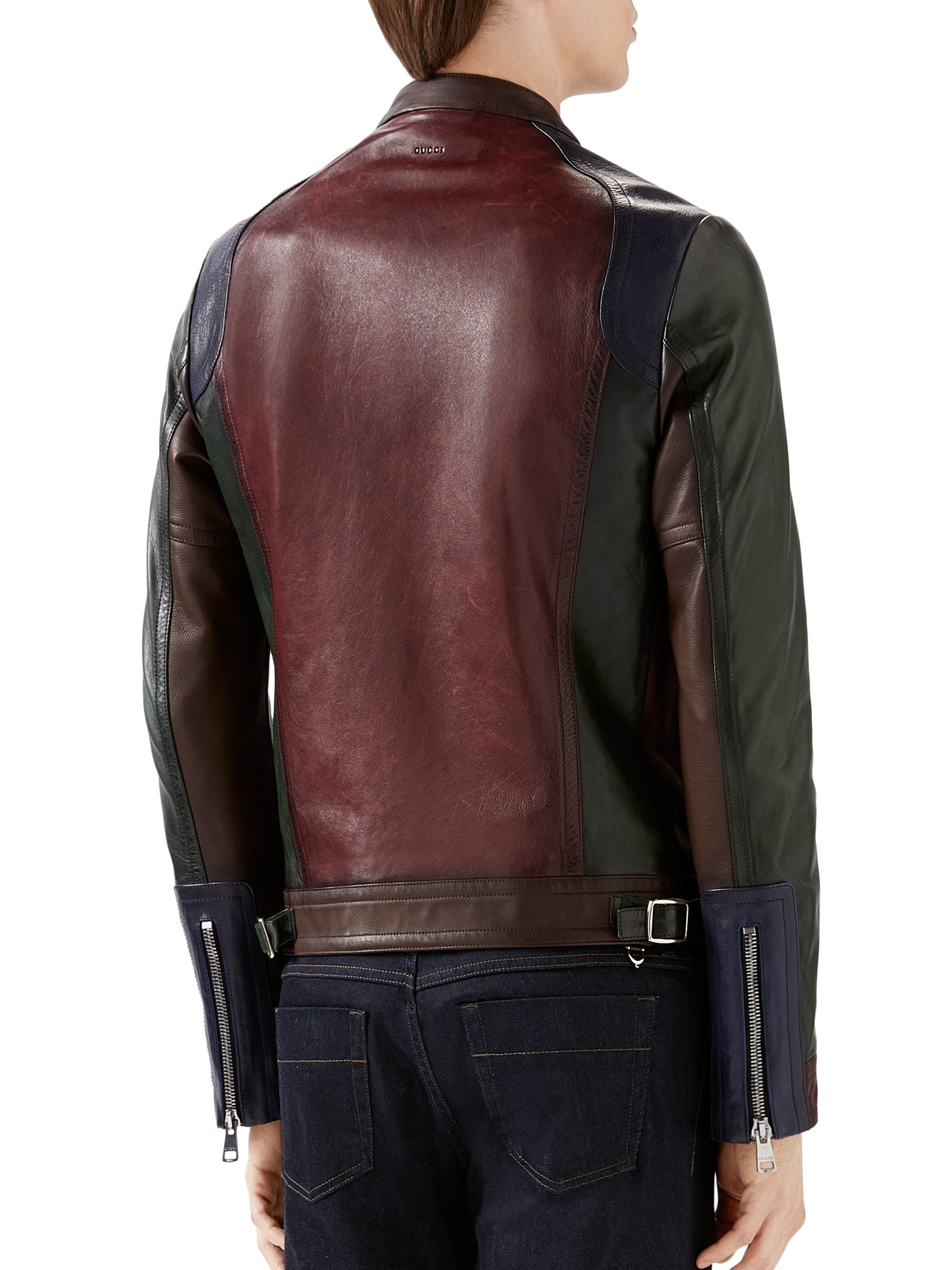 Gucci Multicolored Leather Jacket In Black For Men Lyst Gallery