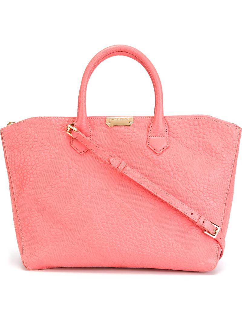 Lyst - Burberry Embossed Check Print Bag in Pink