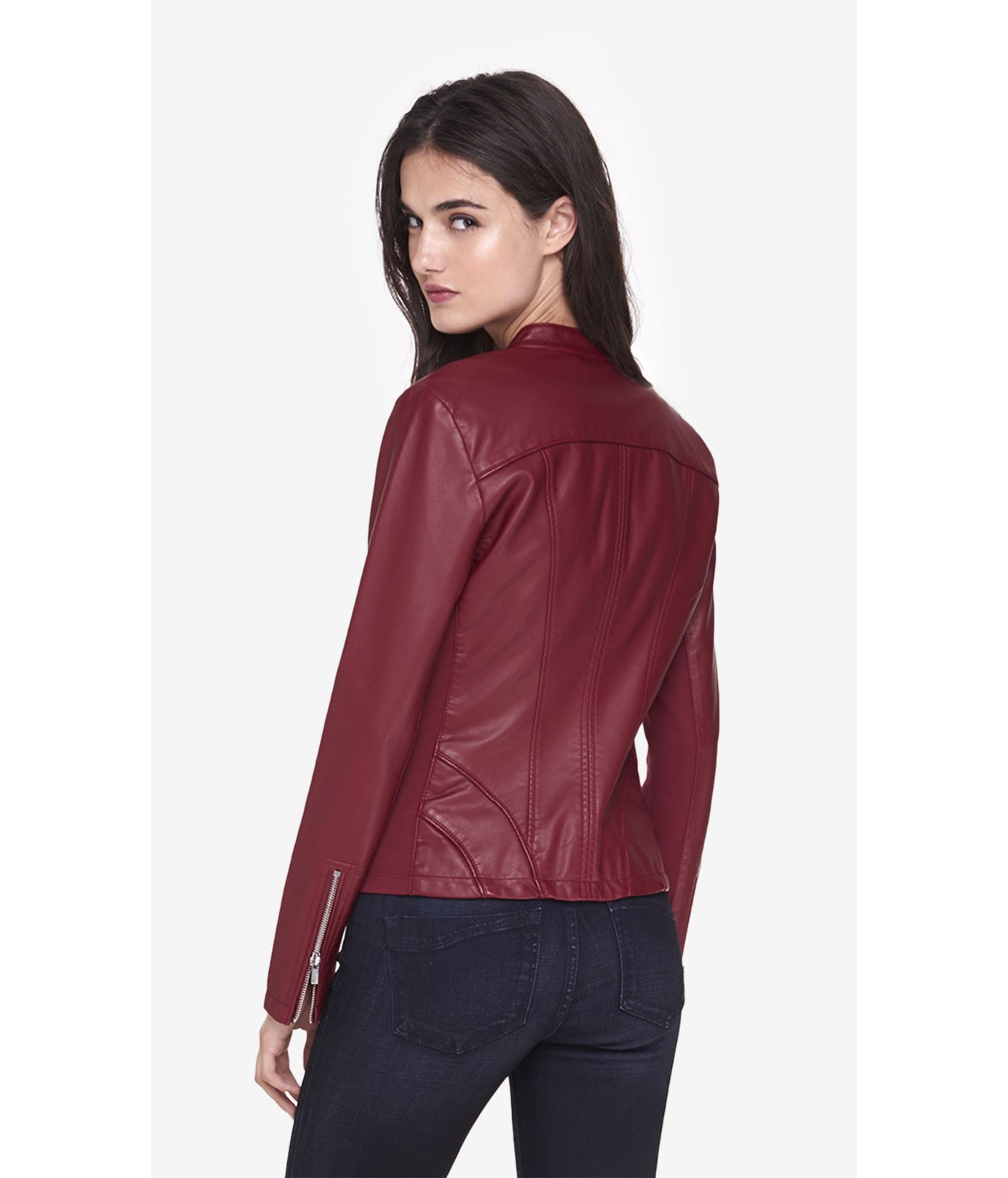 Lyst Express Seamed Moto (minus The) Leather Jacket in Red