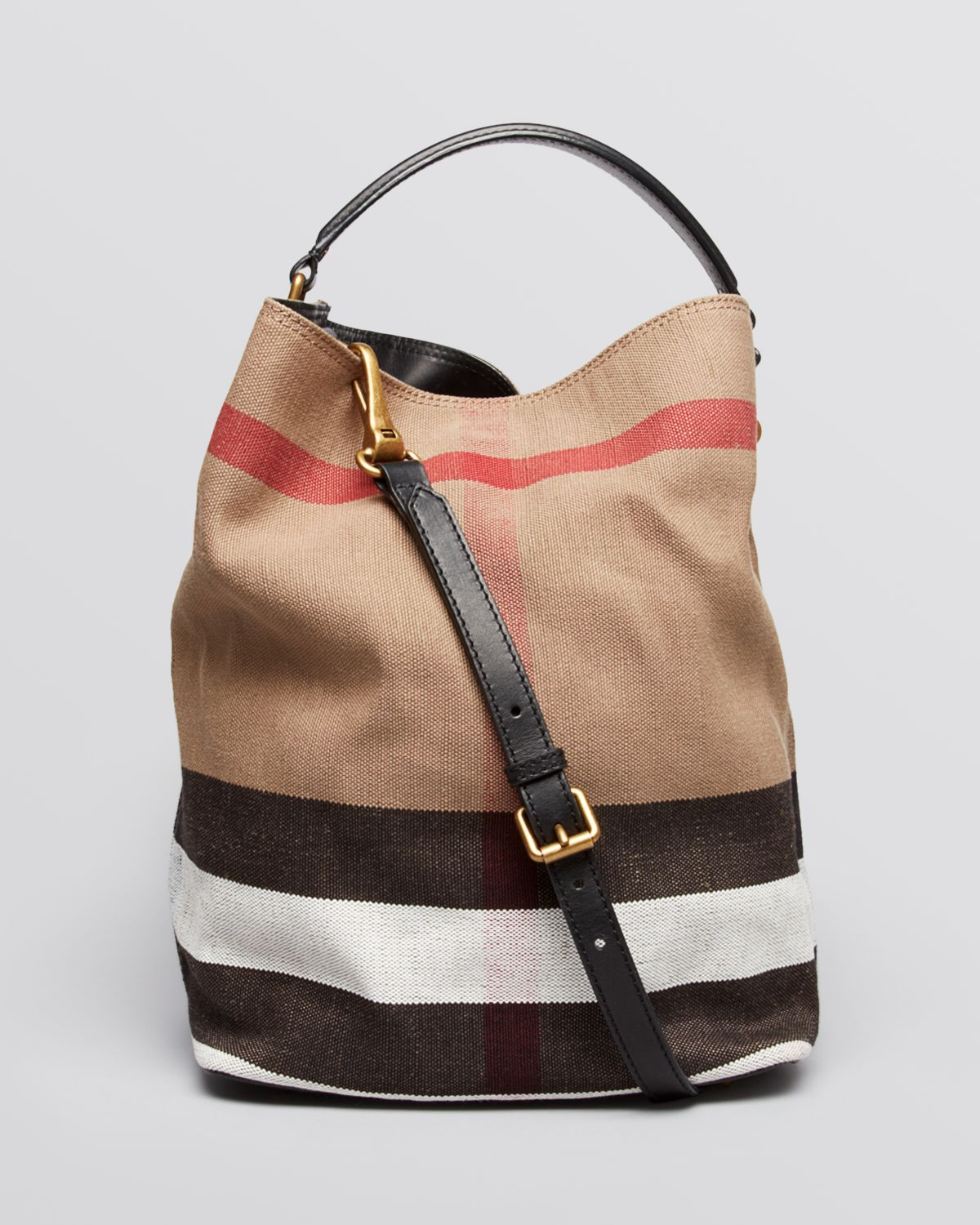 Burberry Canvas Check Medium Ashby Hobo in Black (Brown) - Lyst