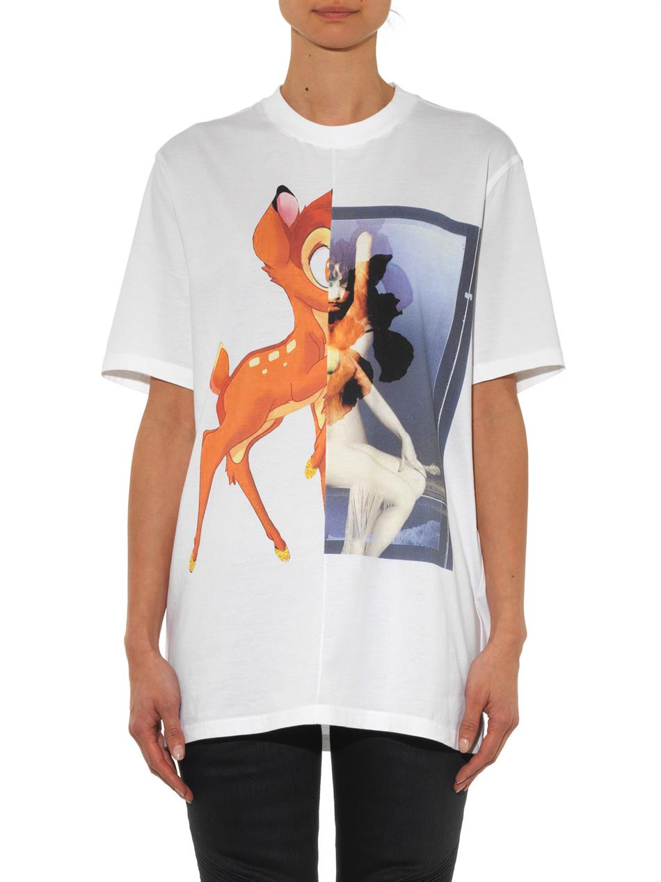Givenchy Bambi-Print Cotton T-Shirt in White | Lyst