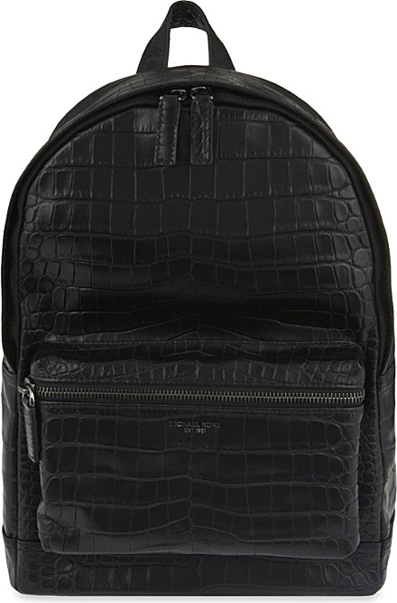 Michael kors Bryant Croc-embossed Leather Backpack, Black in Black for Men | Lyst