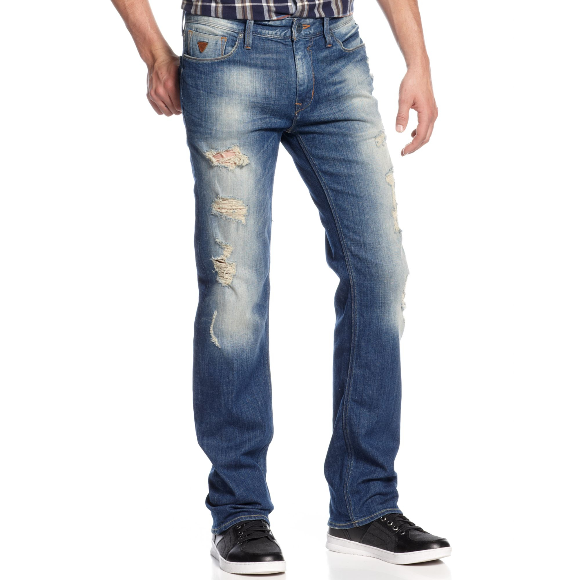 Lyst - Guess Armada Wash Slim Straight Jeans in Blue for Men