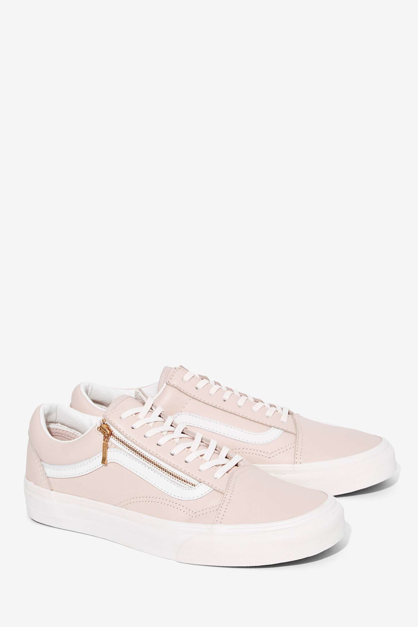 Vans Old Skool Zip Leather Sneaker in Pink | Lyst