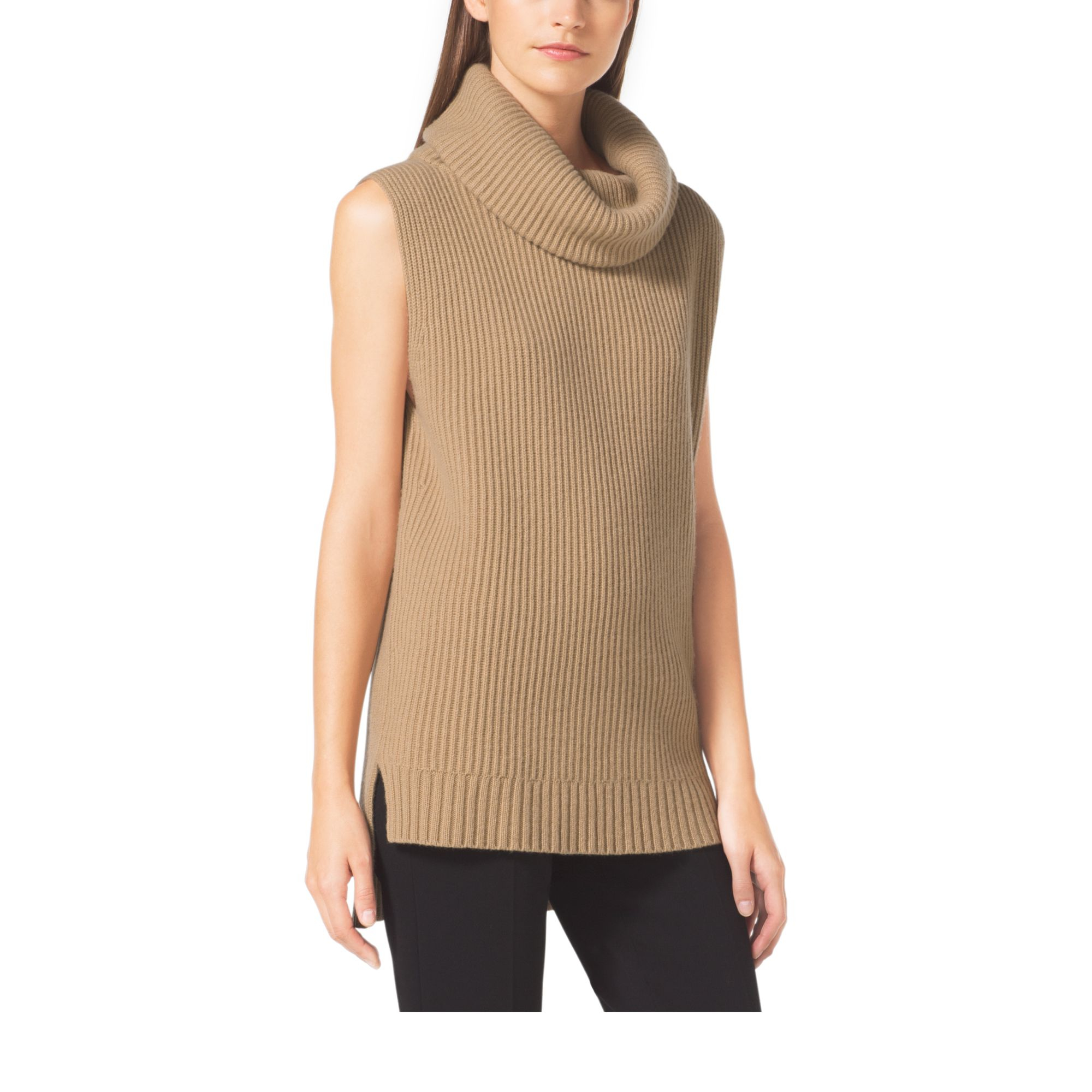 Lyst Michael Kors Sleeveless Merino Wool And Cashmere Sweater in Natural