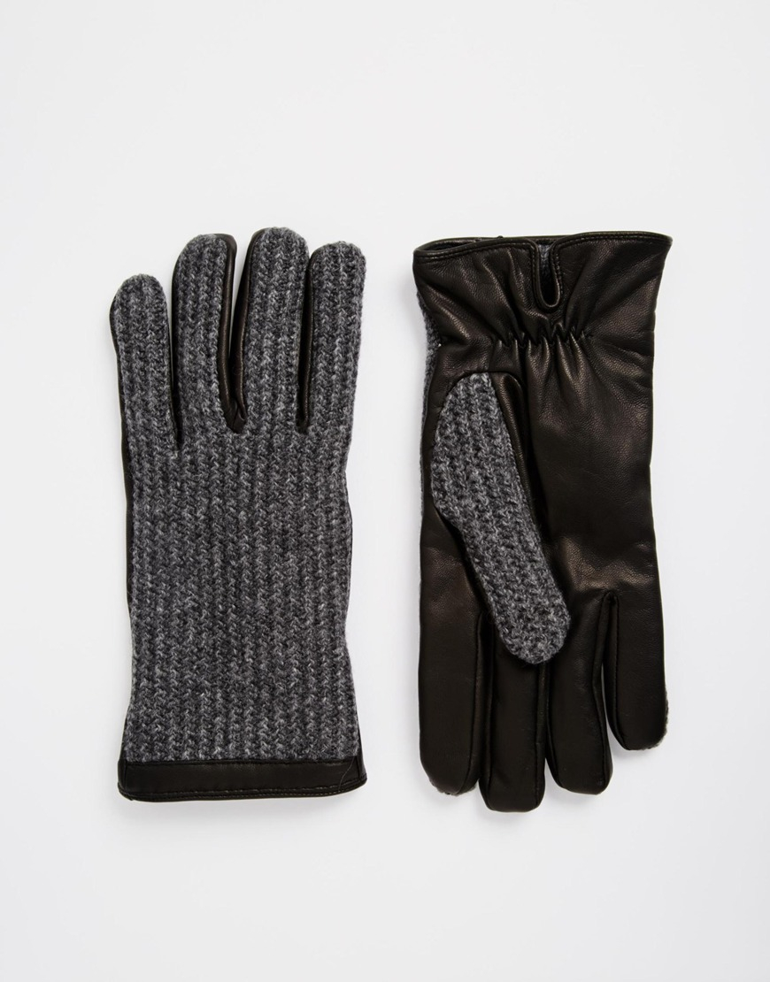 Lyst Selected Walter Leather Gloves in Gray for Men
