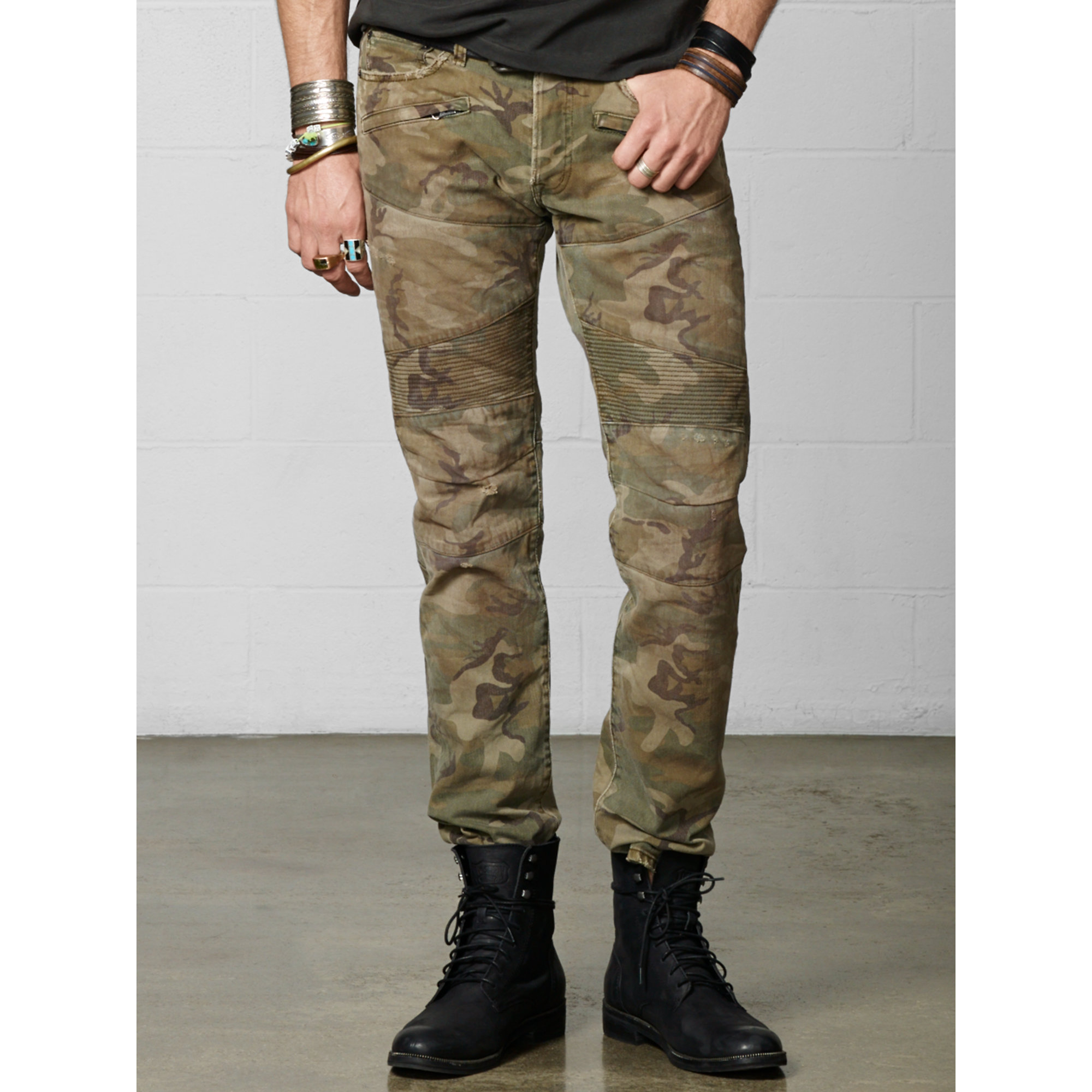 camo biker jeans mens