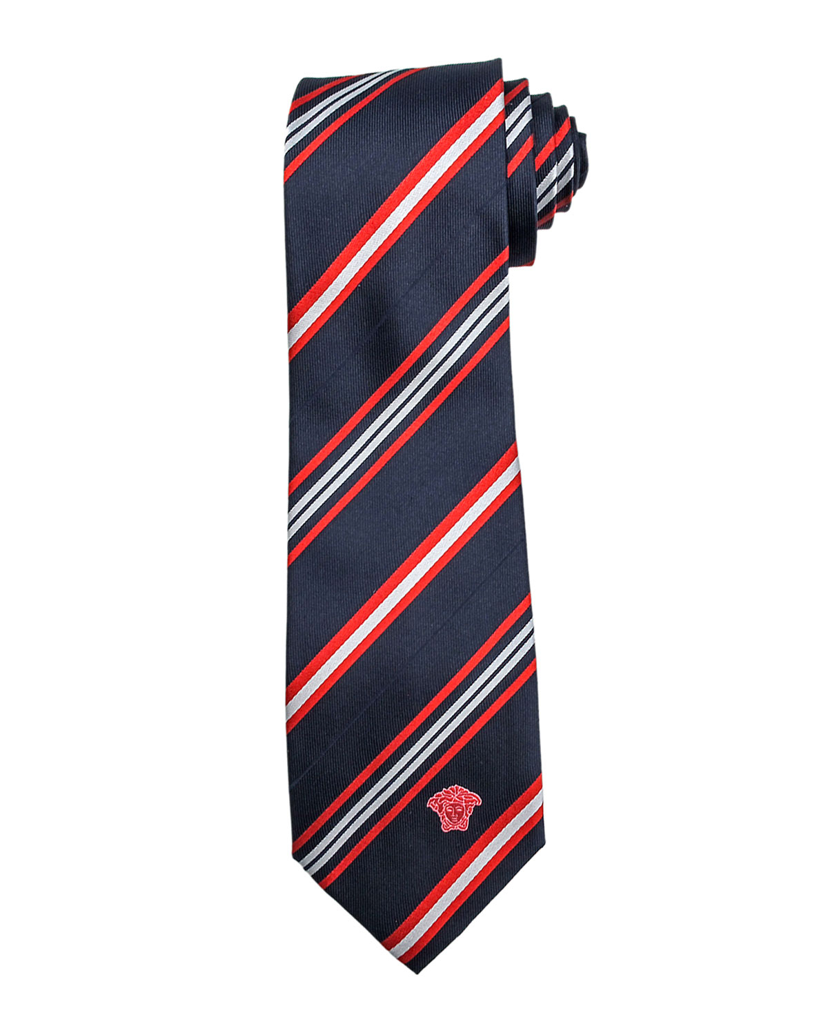 Versace DiagonalStripe Silk Tie in Black for Men Lyst
