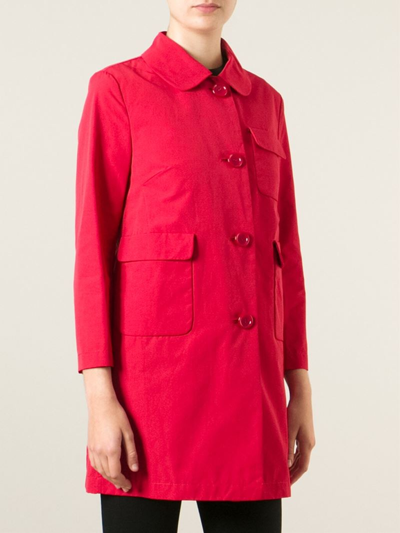 red wool coat peter pan collar