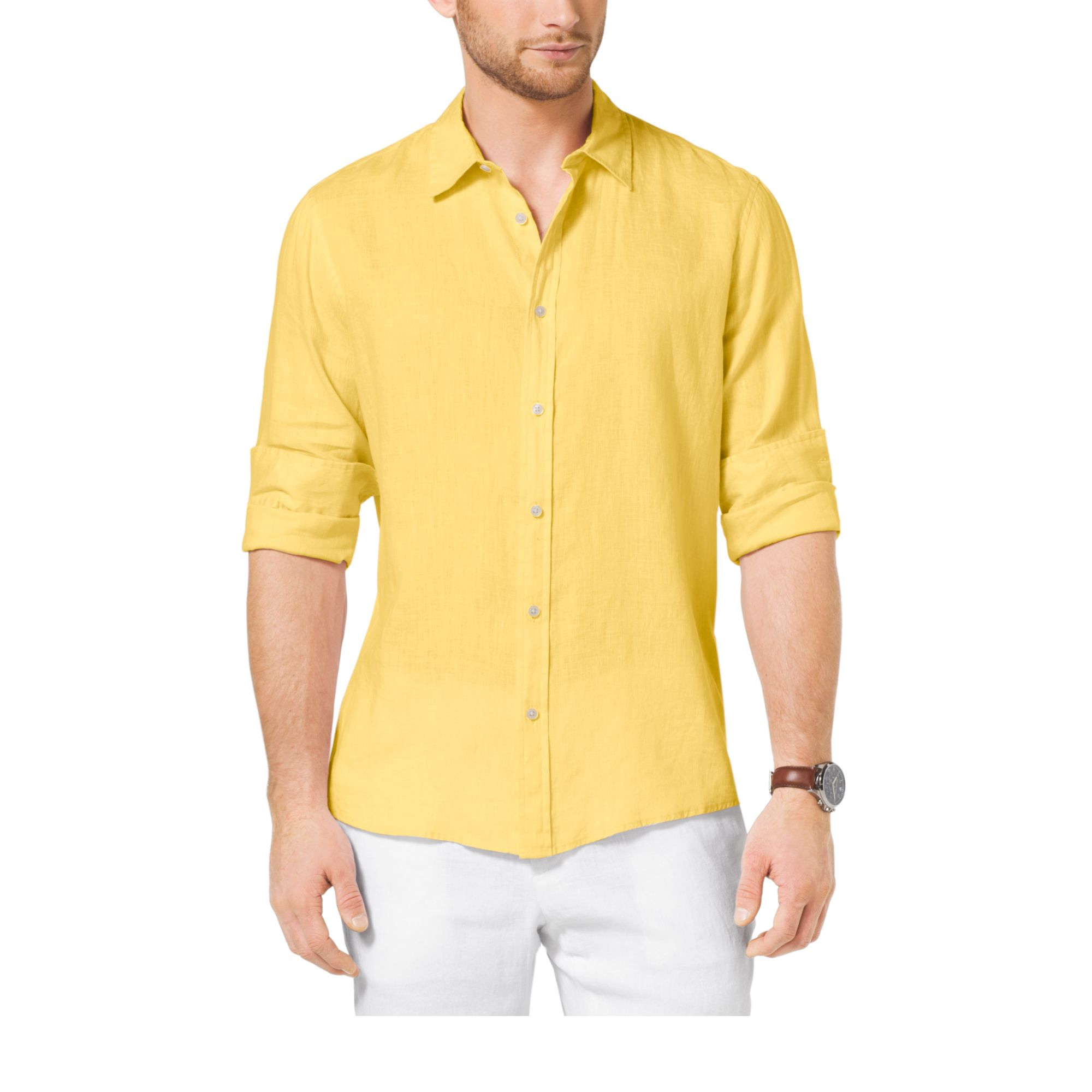 Michael kors shirts mens yellow Clearance