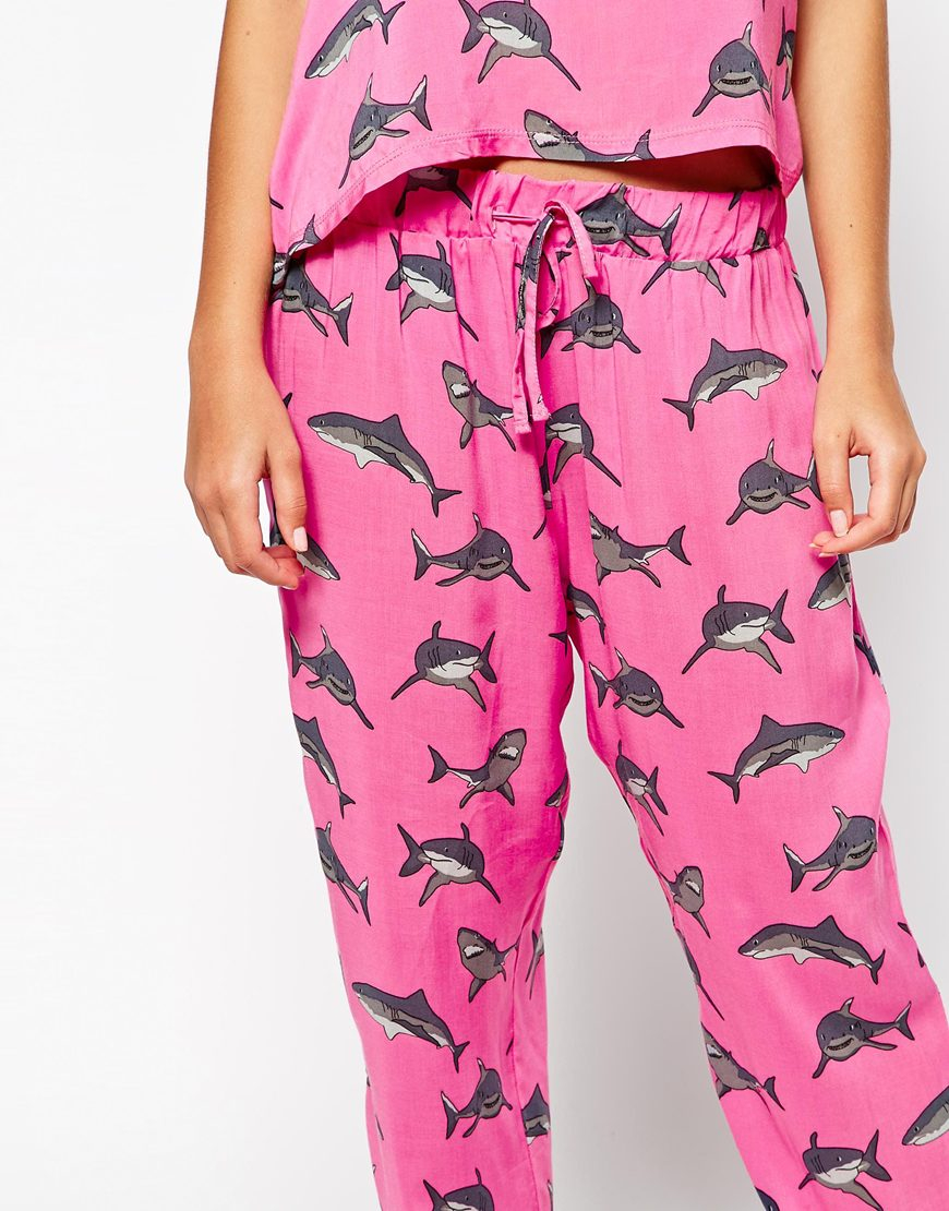 ASOS Shark Woven Pyjama Bottom in Pink - Lyst