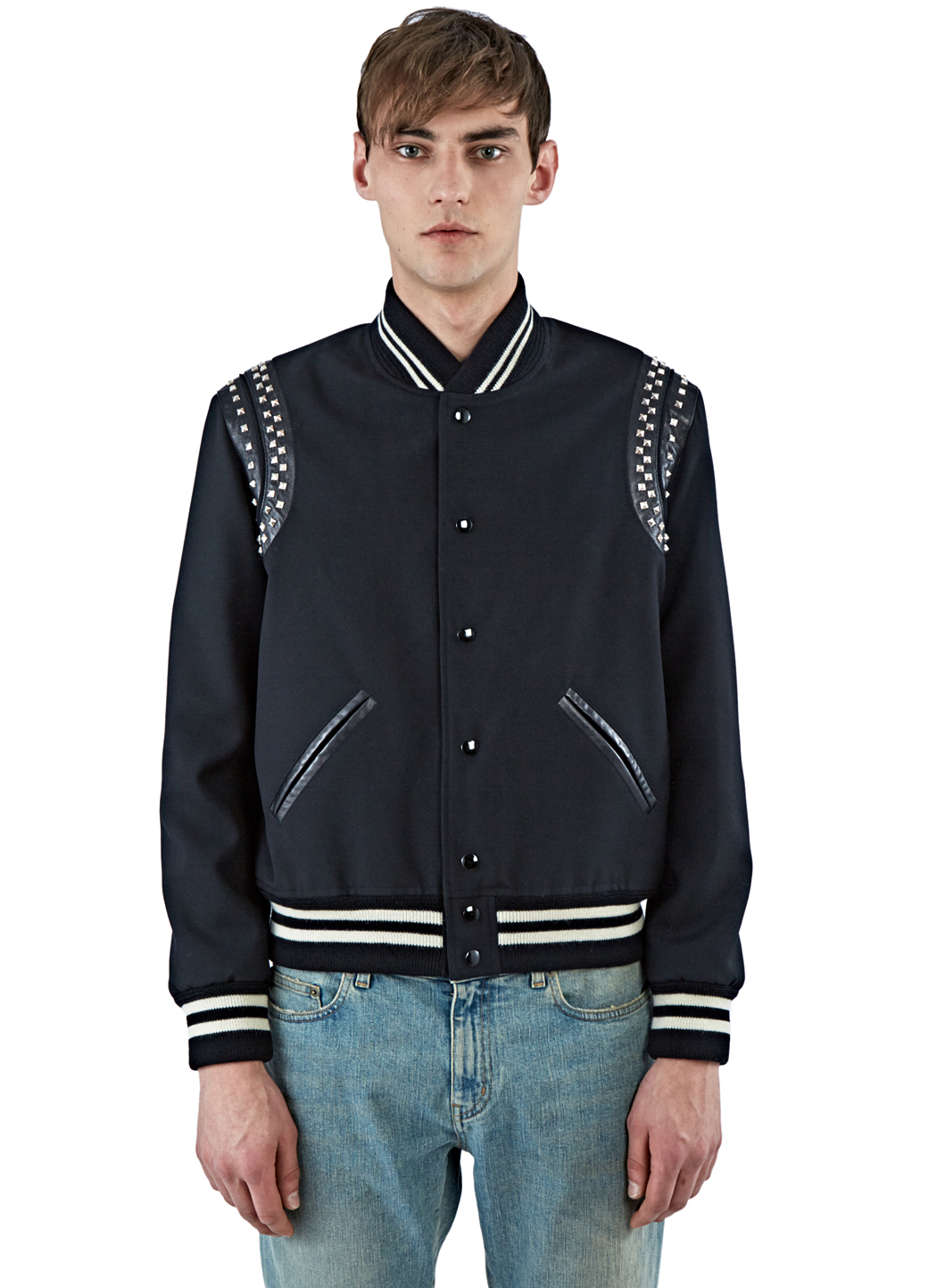 saint laurent studded bomber jacket