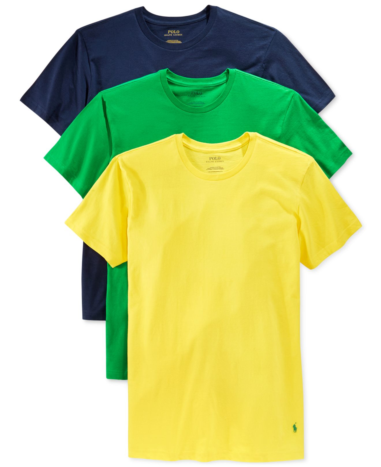 Polo ralph lauren Crew Neck T-shirt 3-pack in Yellow for Men | Lyst