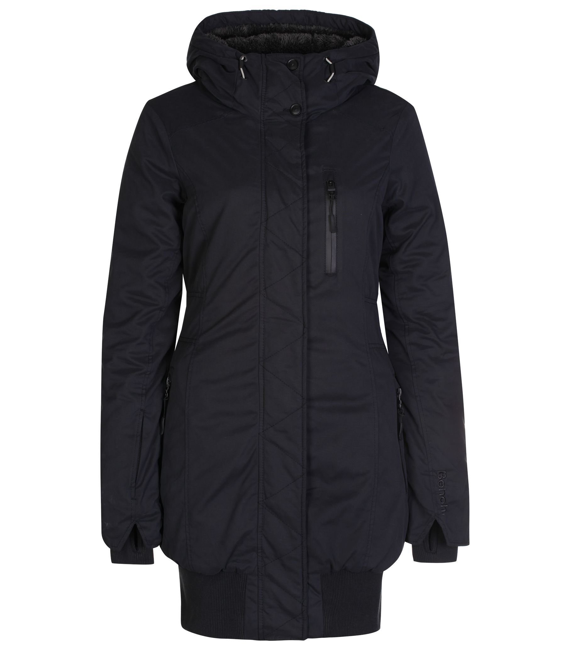 Bench Rizzle Hooded Parka Coat In Black Lyst