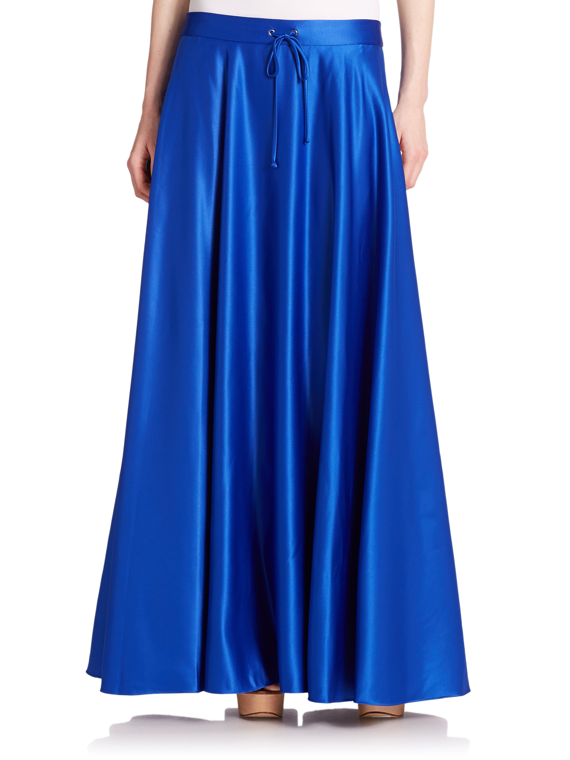 Polo Ralph Lauren Satin Drawcord Maxi Skirt in Blue - Lyst