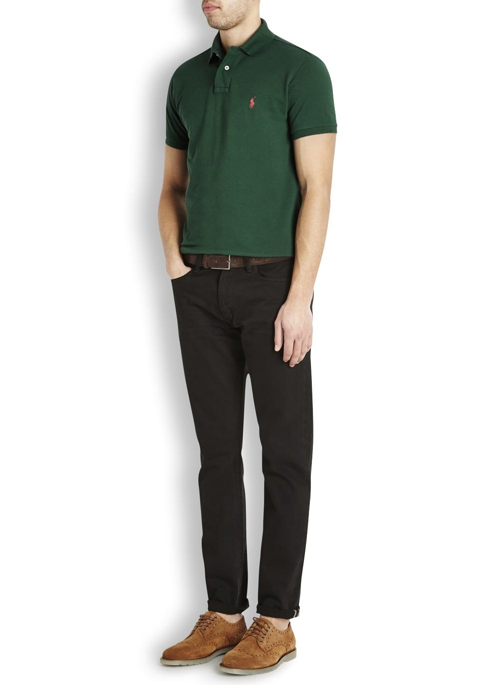 Polo Ralph Lauren Dark Green Piqué Cotton Polo Shirt for Men Lyst