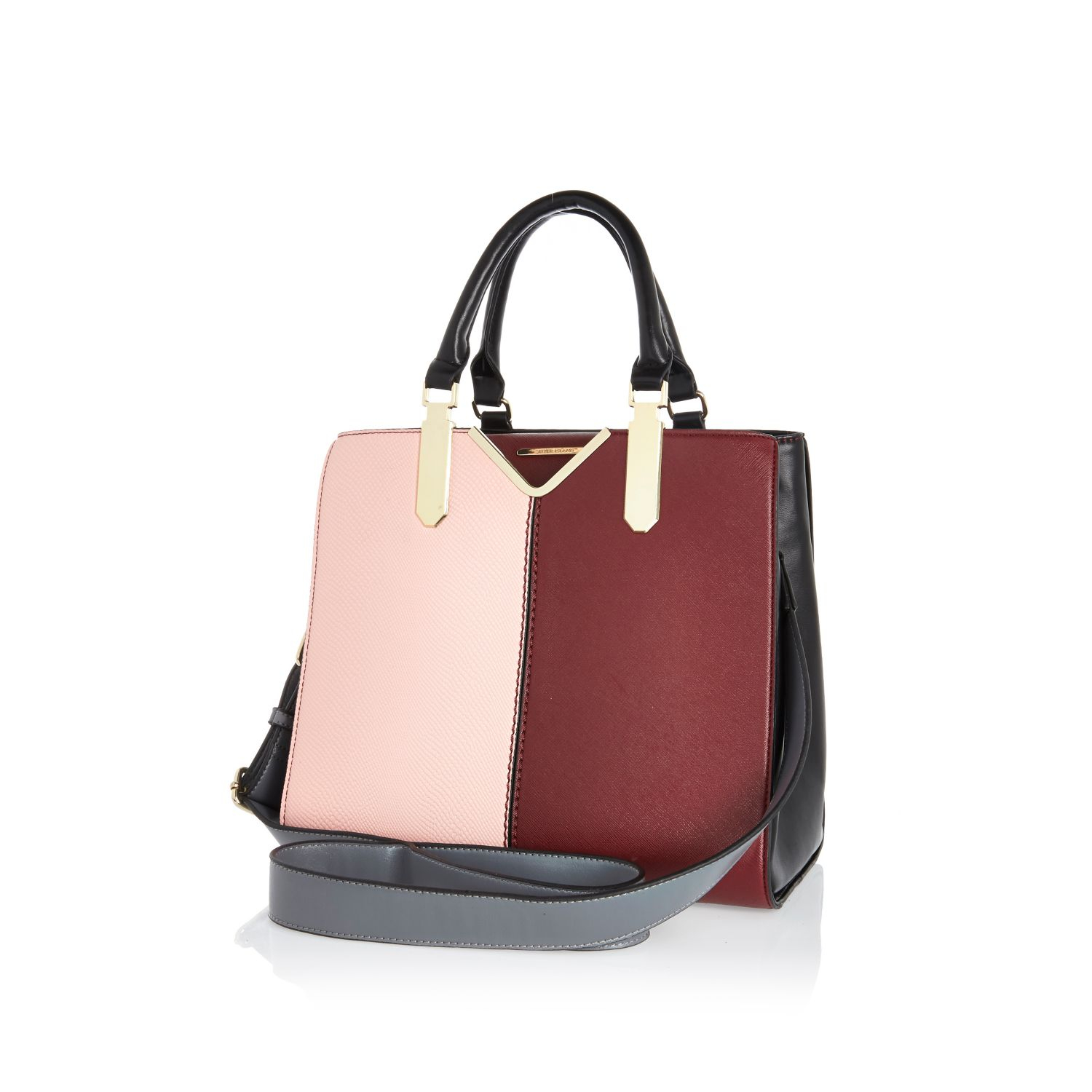 River island Light Pink Colour Block Tote Bag in Pink | Lyst
