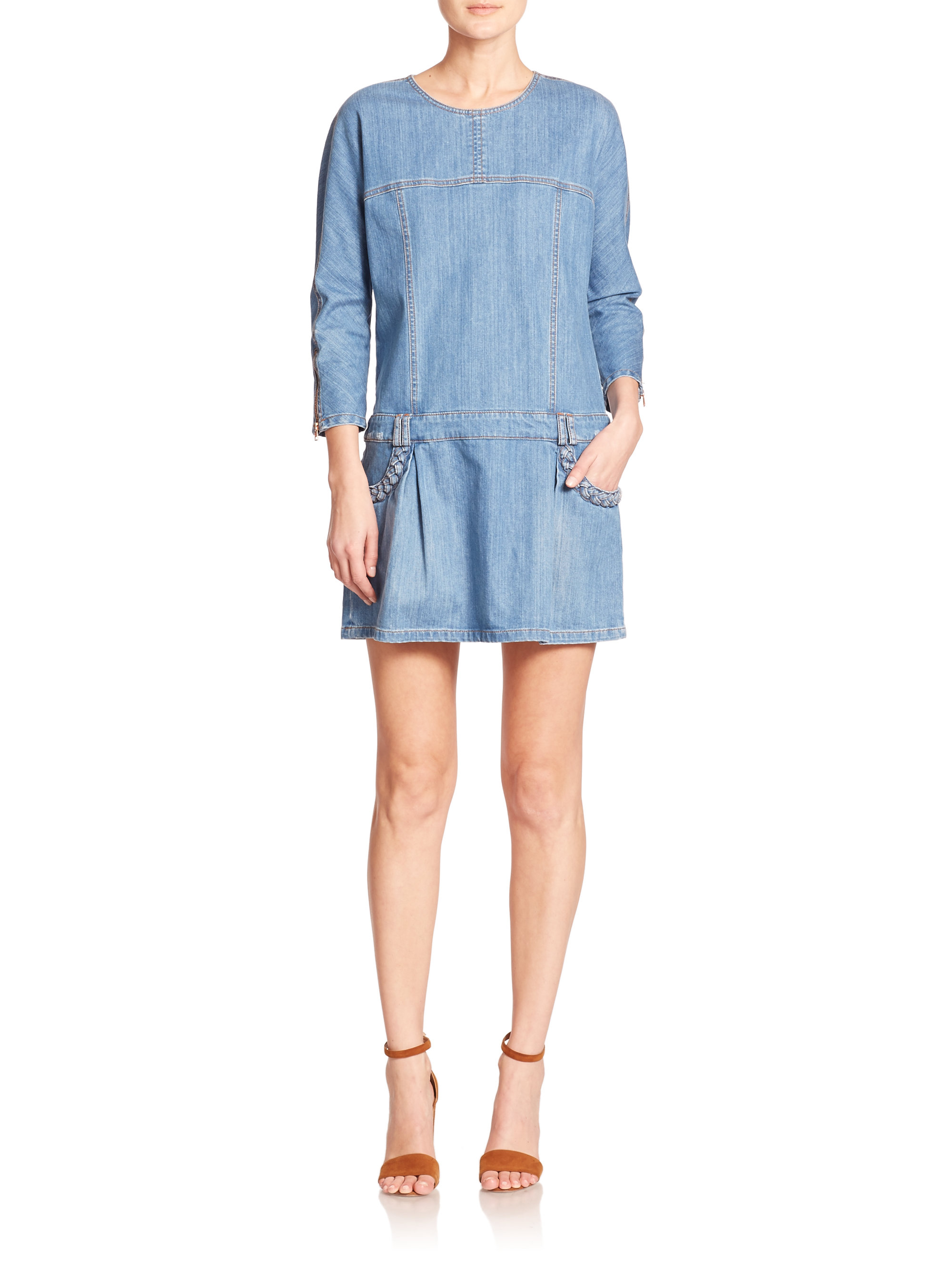 Lyst Blue Denim See Waist In Dress Chloé By Drop rqR74ra