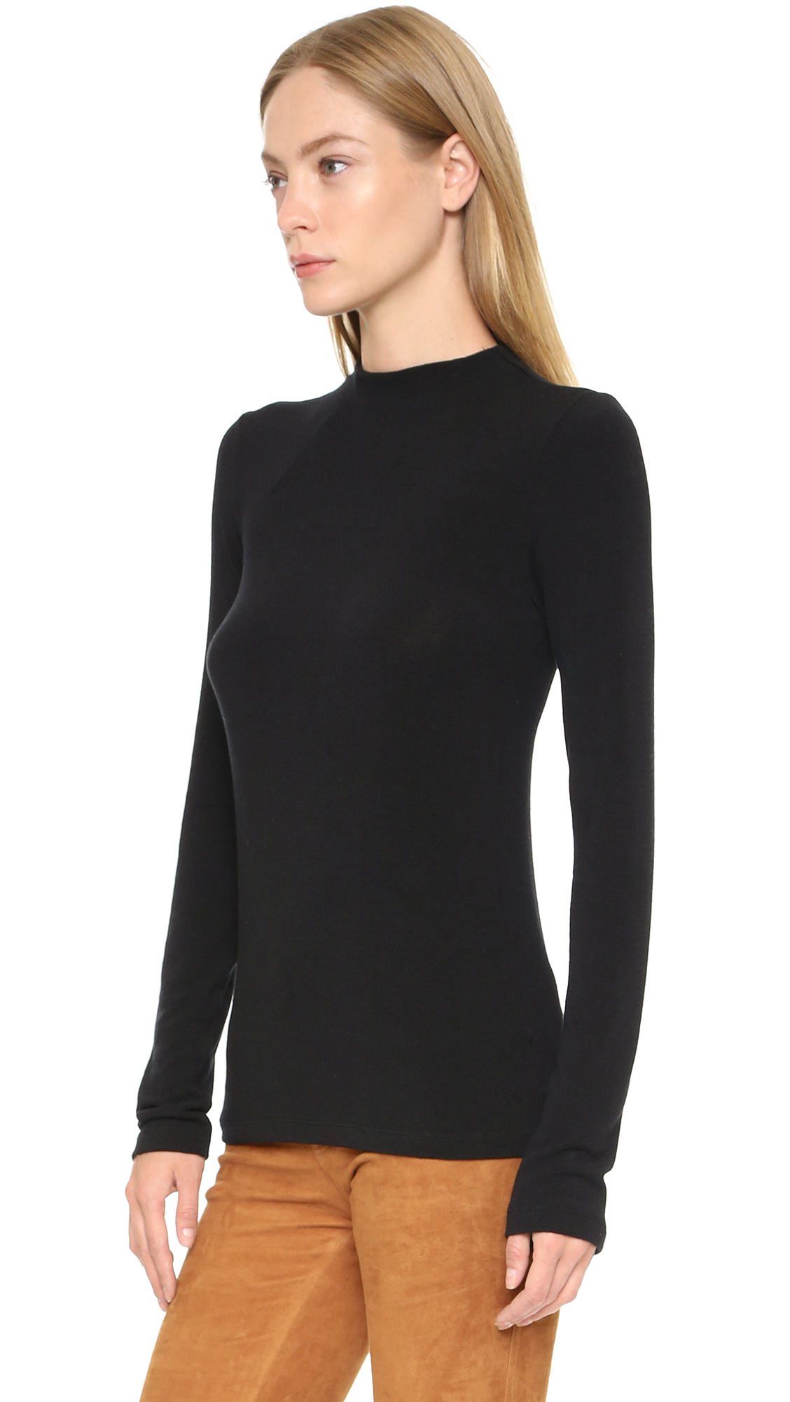 black fitted sweater