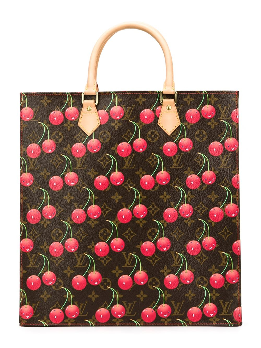 Lyst - Louis Vuitton Cherry Print Tote in Brown