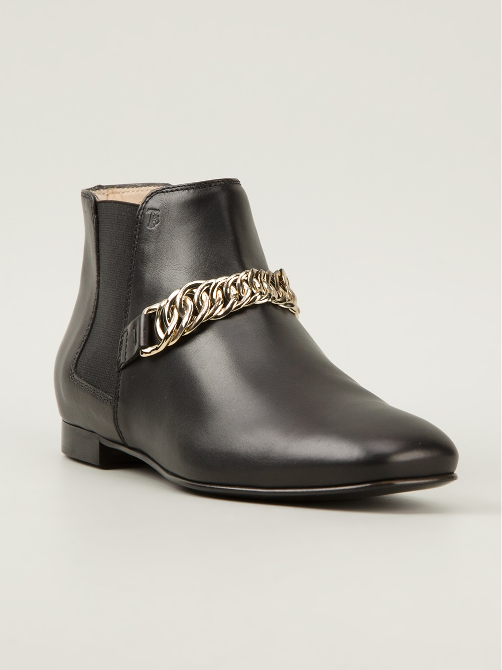 Lyst Tod'S Chain Ankle Boots in Black