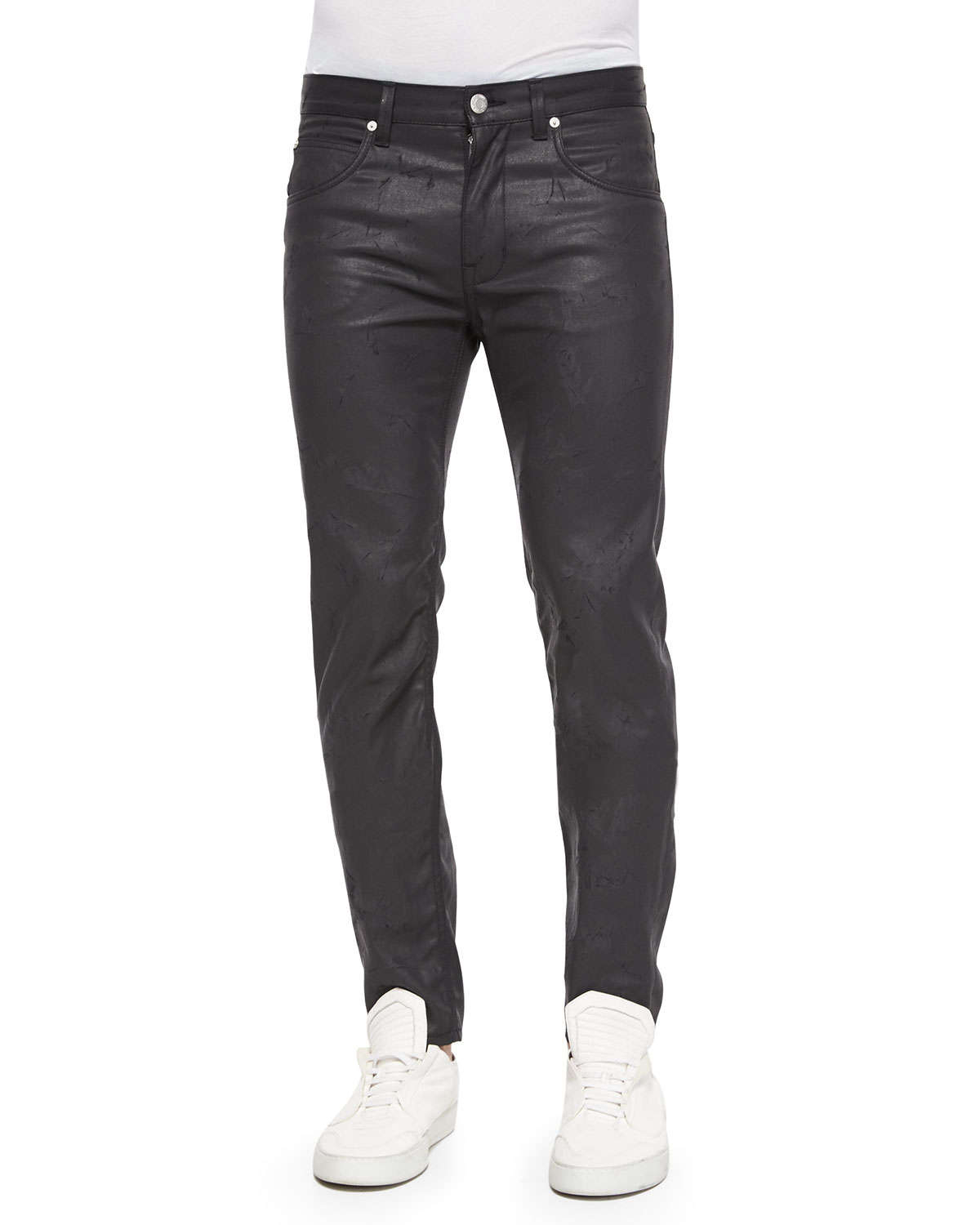 Helmut Lang Wax-coated Scratched Denim Jeans in Black for Men - Lyst