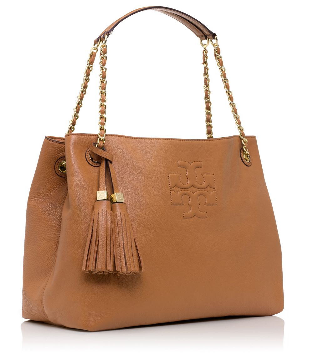 Tory Burch Thea Chain Leather Tote in Brown - Lyst