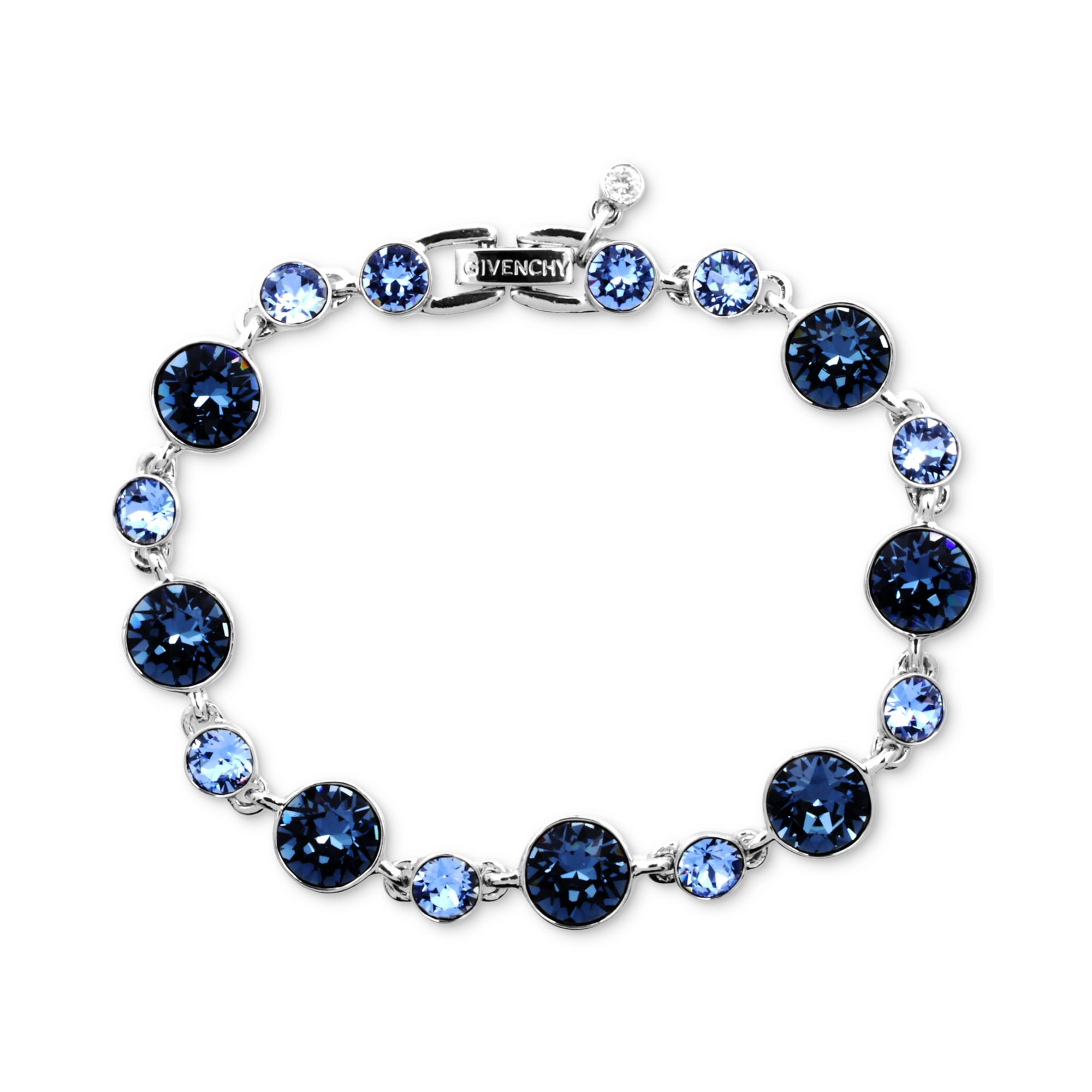 Lyst - Givenchy Silvertone Swarovski Denim Blue And Light Sapphire ...