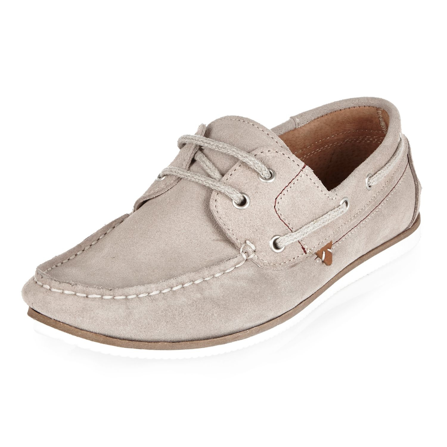 River Island Grey Suede Boat Shoes in Gray for Men Lyst