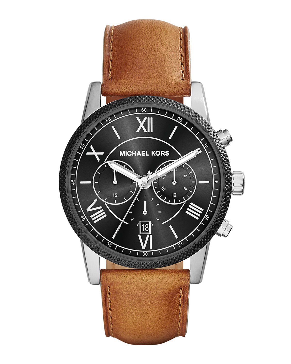 Michael kors Hawthorne LeatherStrap Watch in Brown for Men Lyst