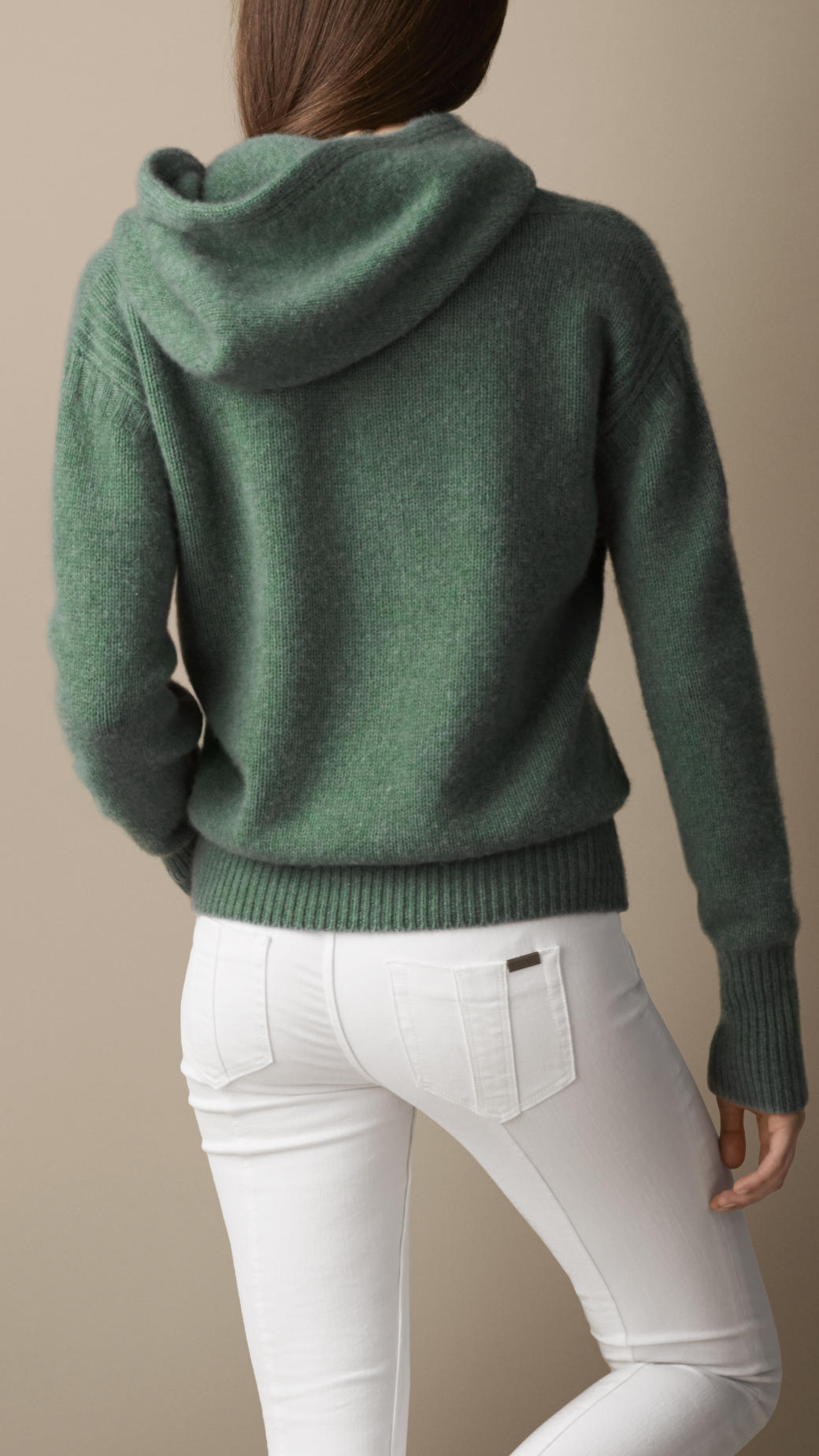 green cashmere hoodie
