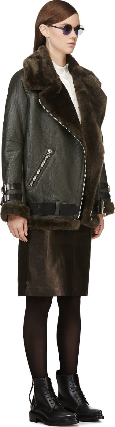 olive shearling jacket