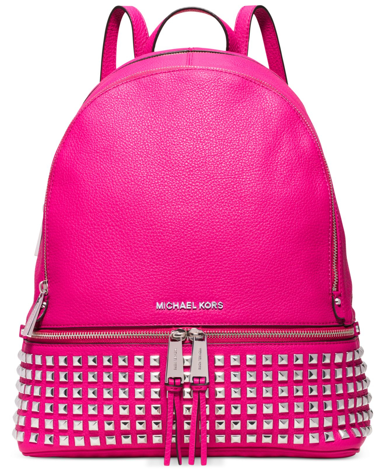 Michael Kors Michael Rhea Zip Large Studded Backpack in Raspberry