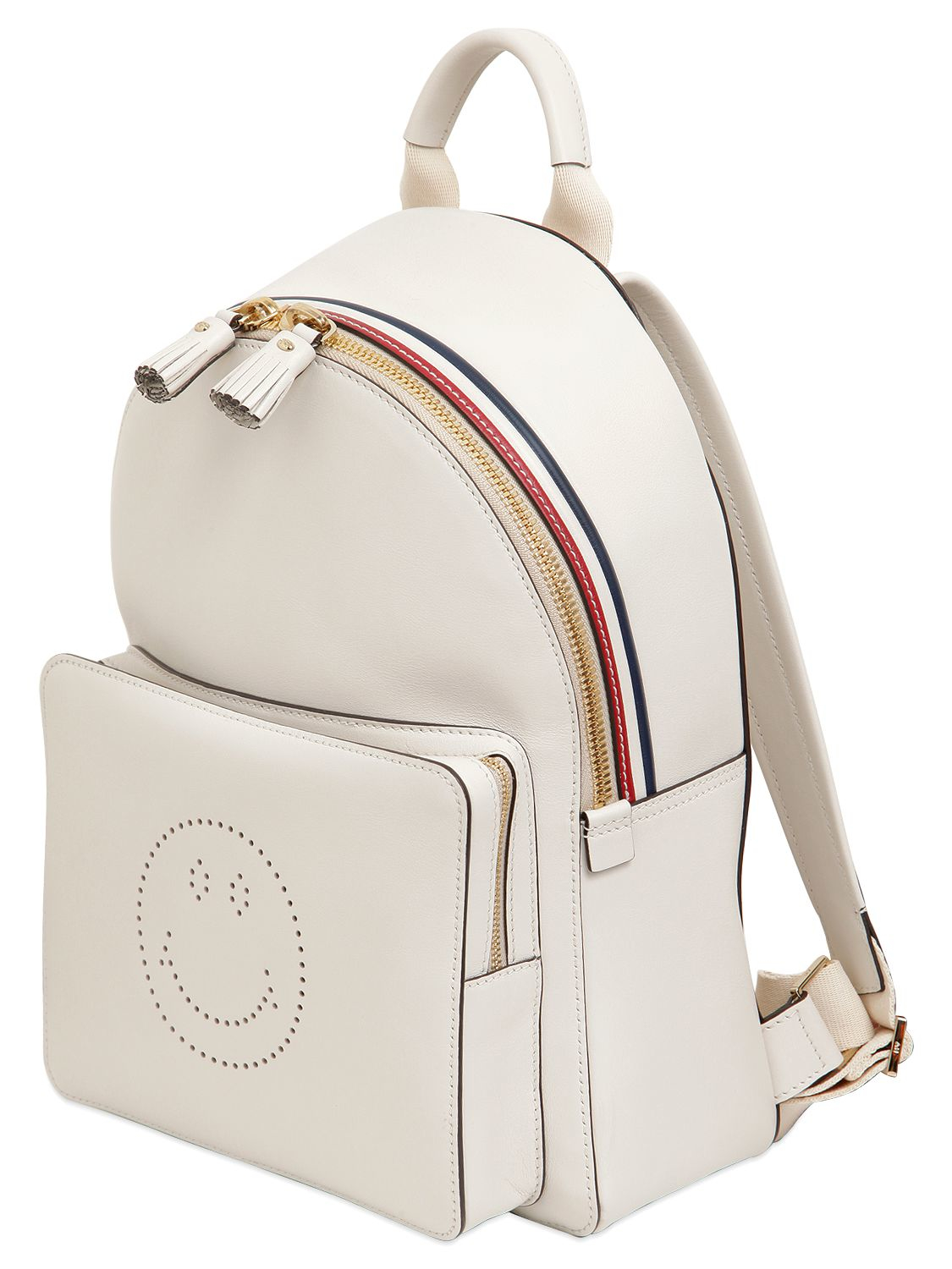 Anya hindmarch Smiley Sporty Stripes Mini Backpack in White (OFF WHITE) | Lyst