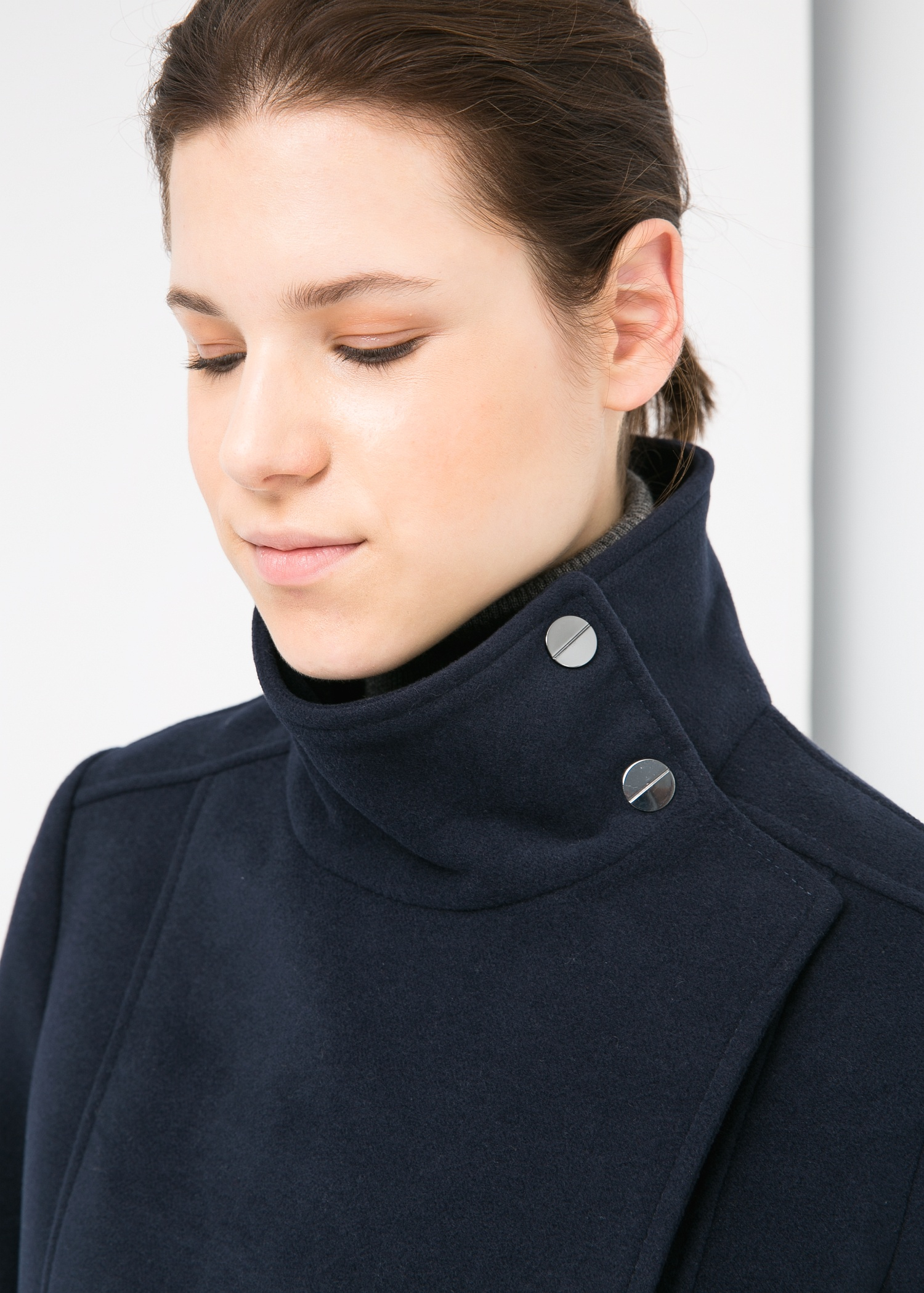 mango wool funnel neck coat