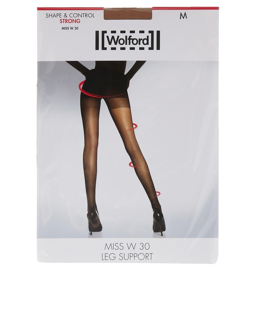 Lyst - Wolford Miss W 30 Denier Support Tights in Black