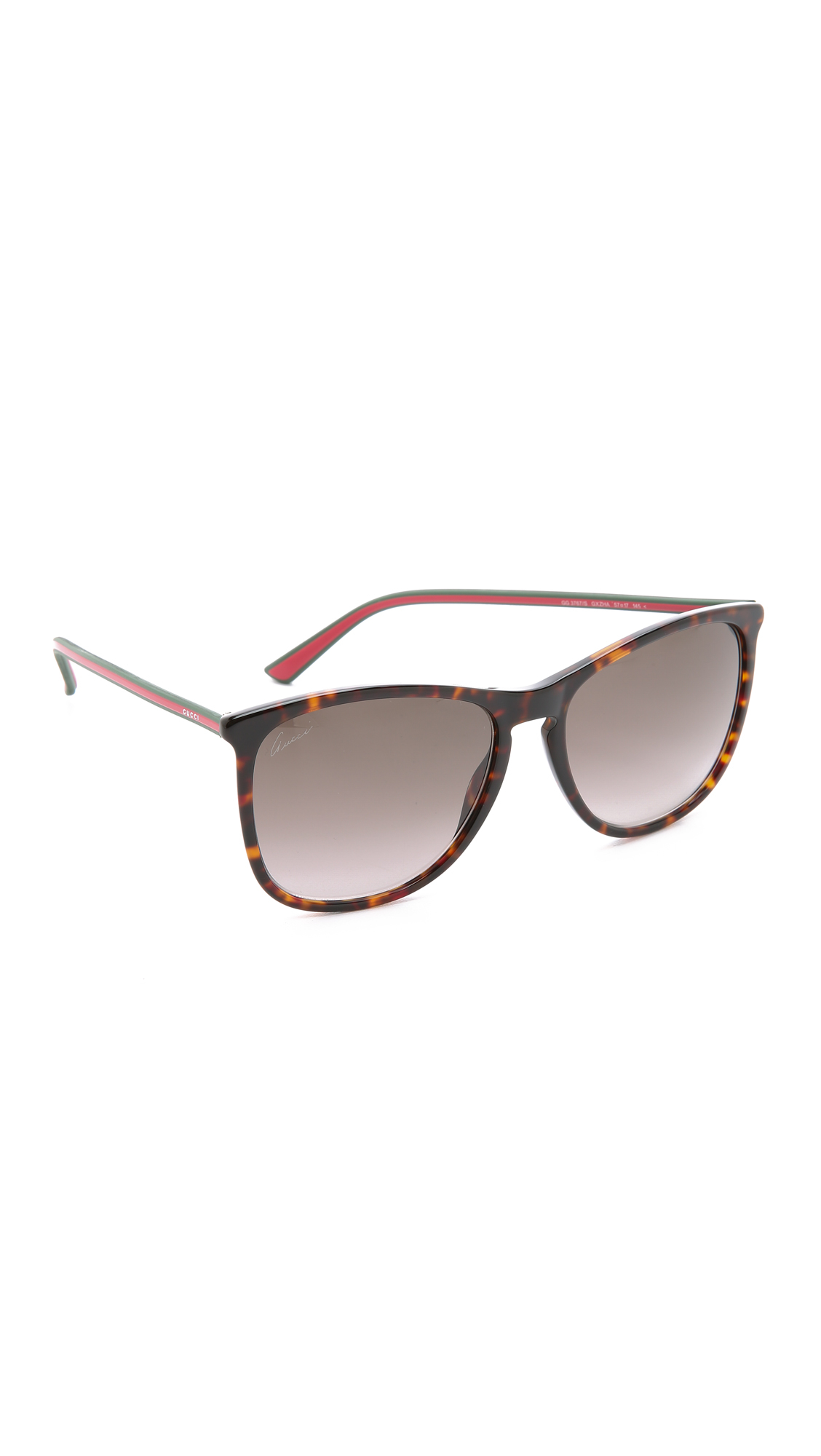 Gucci Thin Frame Sunglasses - Havana Red Green/brown | Lyst
