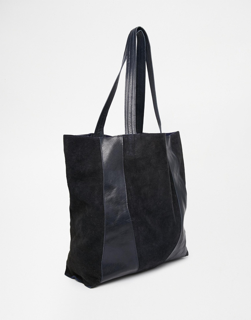 Urbancode Relaxed Leather Shopper Bag in Navy (Blue) - Lyst
